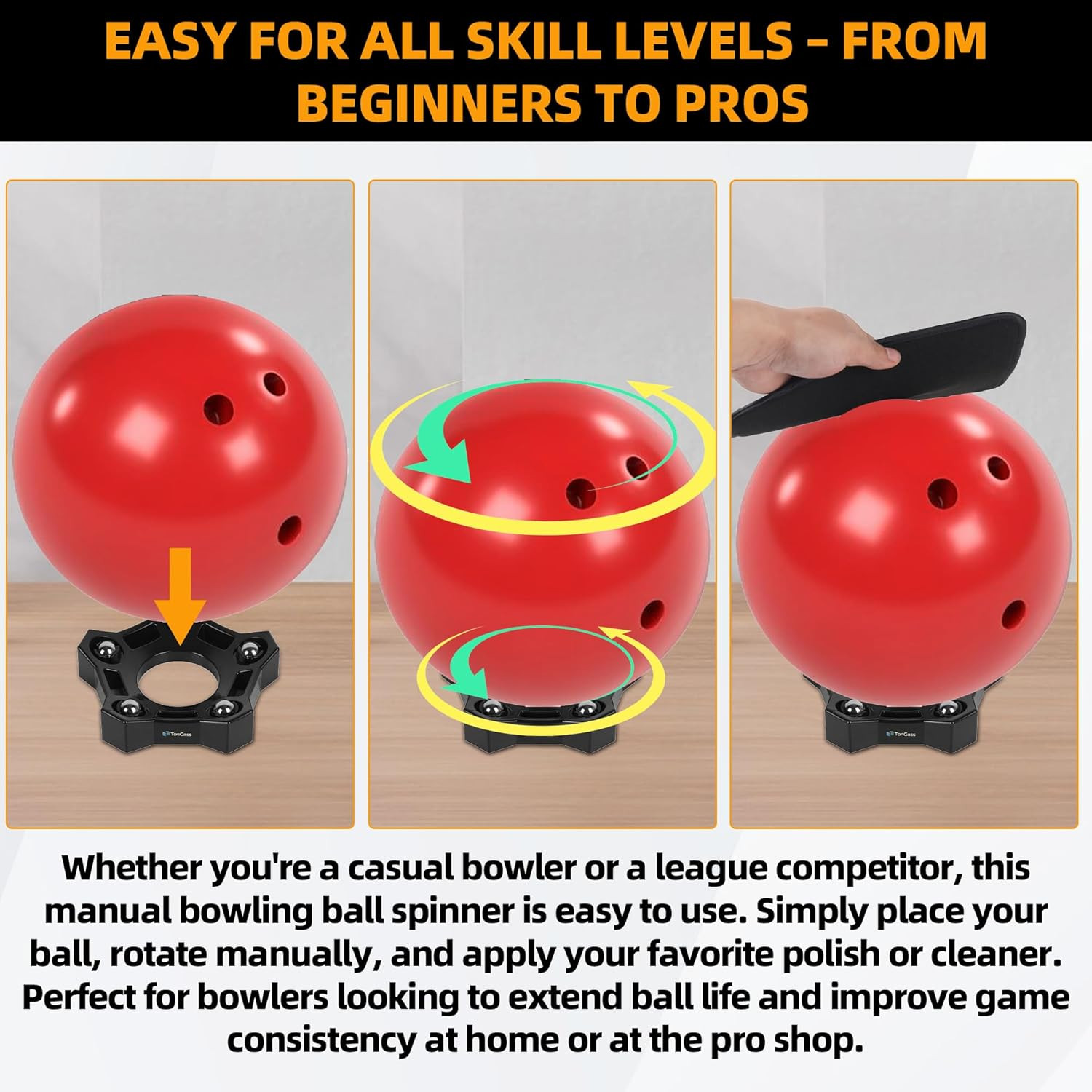 Bowling Basics Accessories Kit, Bowlings Rotating Ball Cup Display
