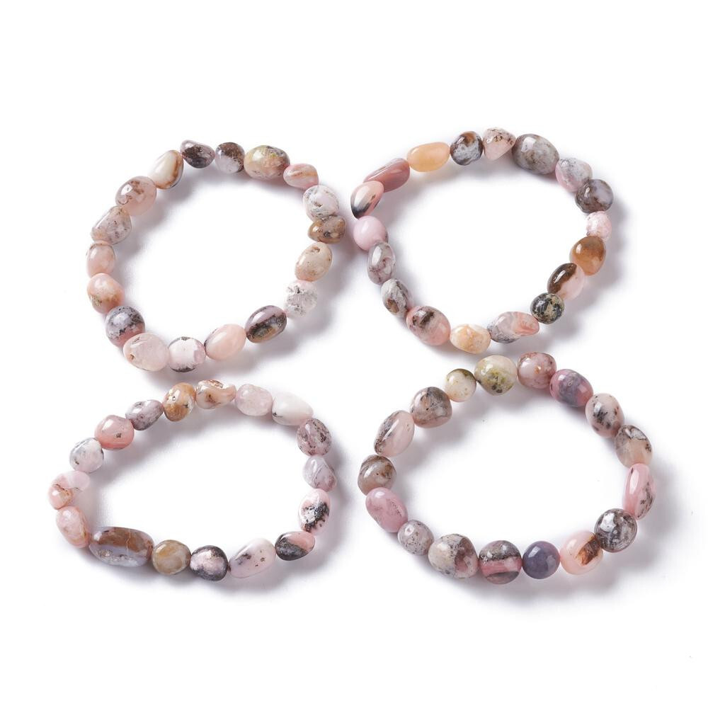 Pink Opal Stretch Nuggets Bracelets about 2~2-1/4 inch(5.2~5.6cm) inner diameter