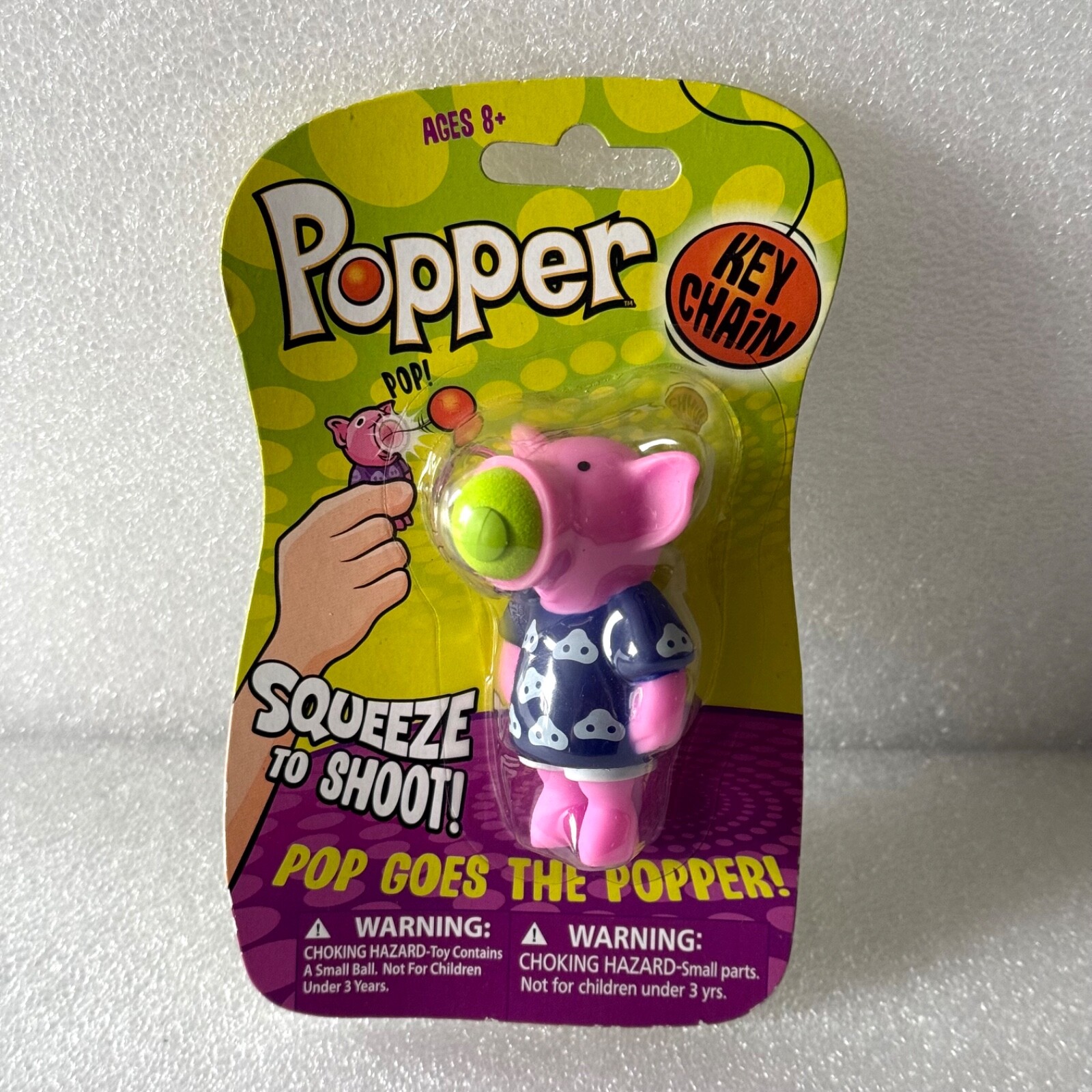 Hog Wild PIG theme Keychain Popper Foam Ball Launcher Toy 2013 HTF NEW Sealed