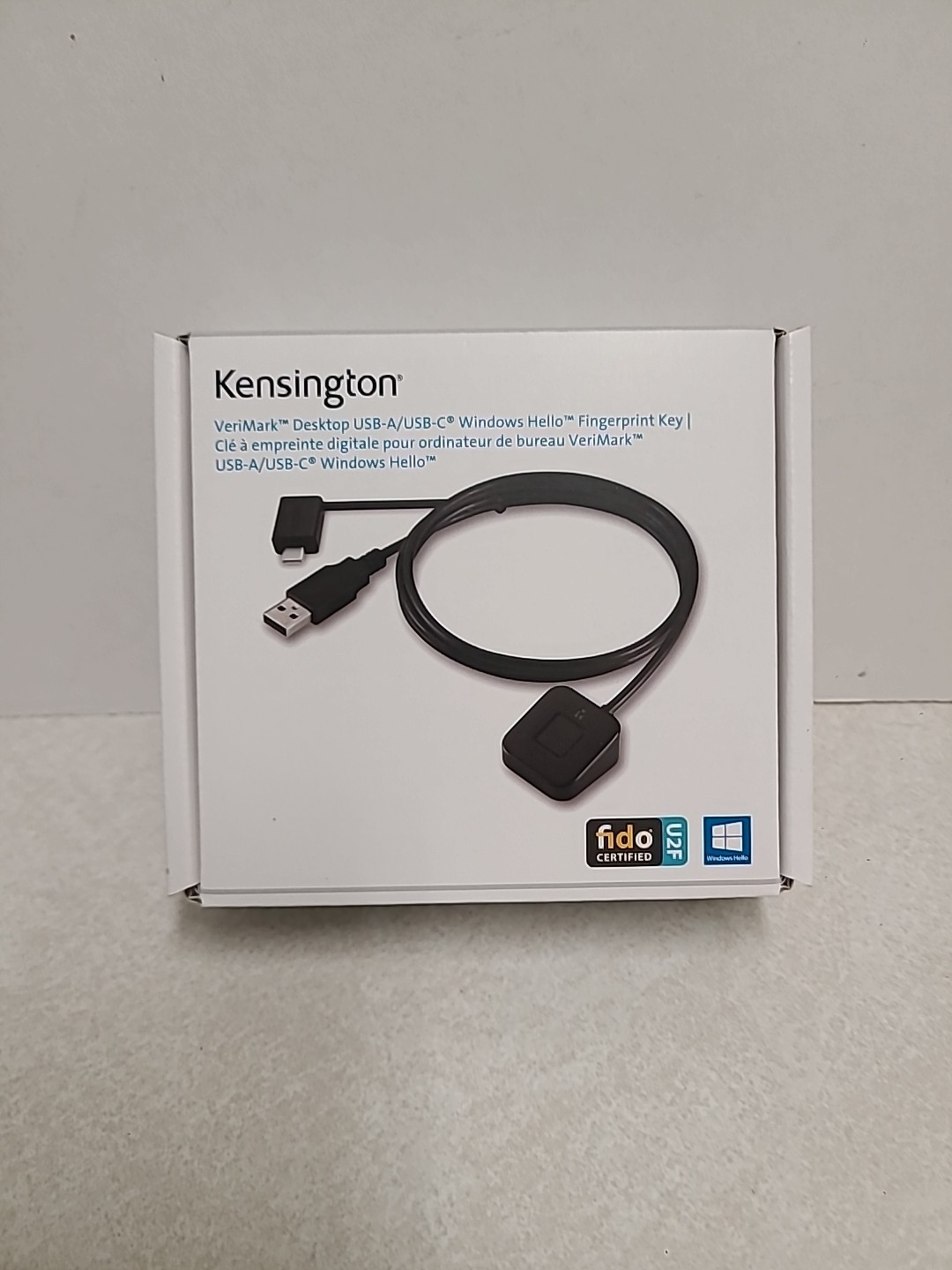 Kensington VeriMark Desktop USB-A/USB-C Windows Hello Fingerprint Key FIDO U2F