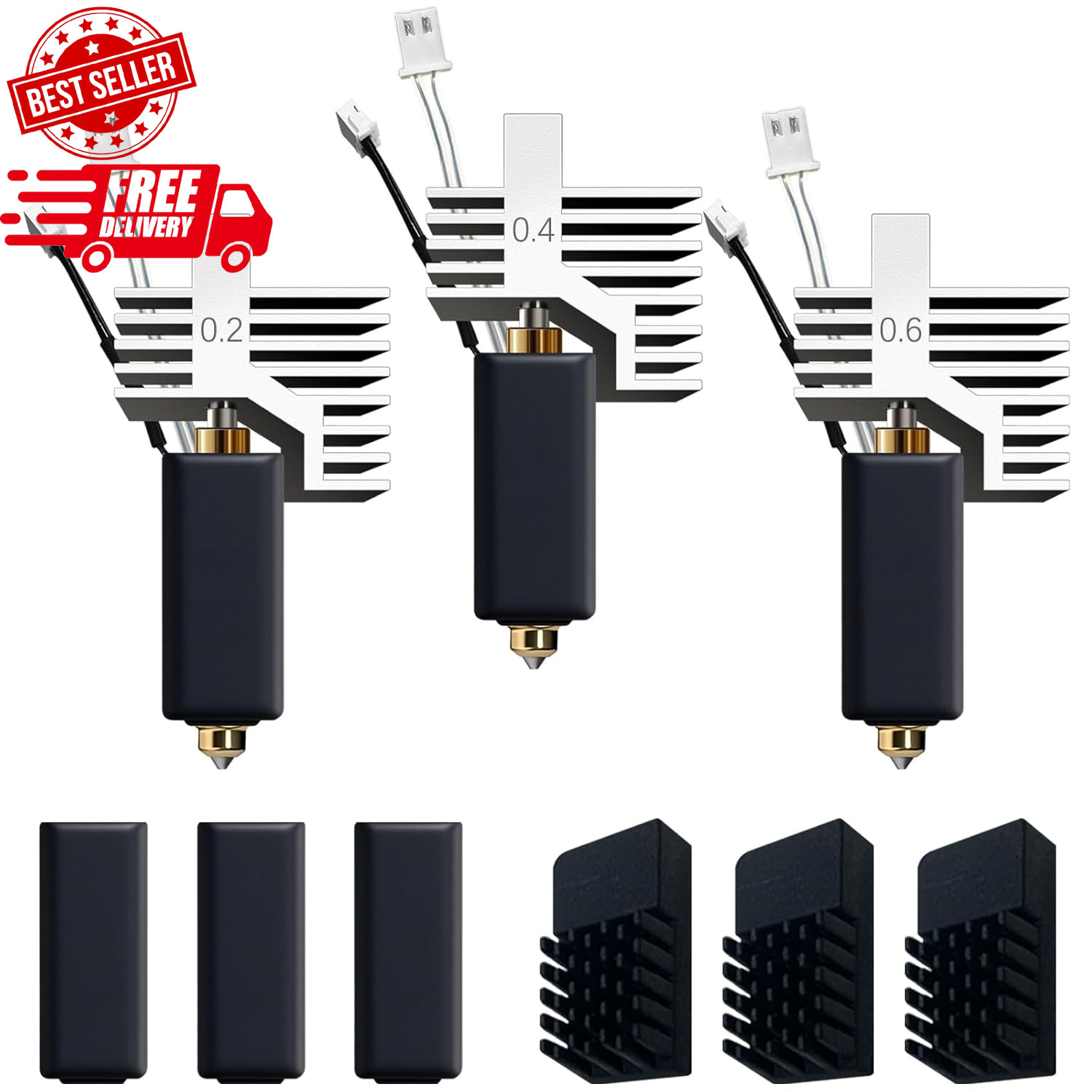ELEGOO Centauri Carbon Hotend Kit with Nozzles, Heat Sink, Silicone Socks, Wipes