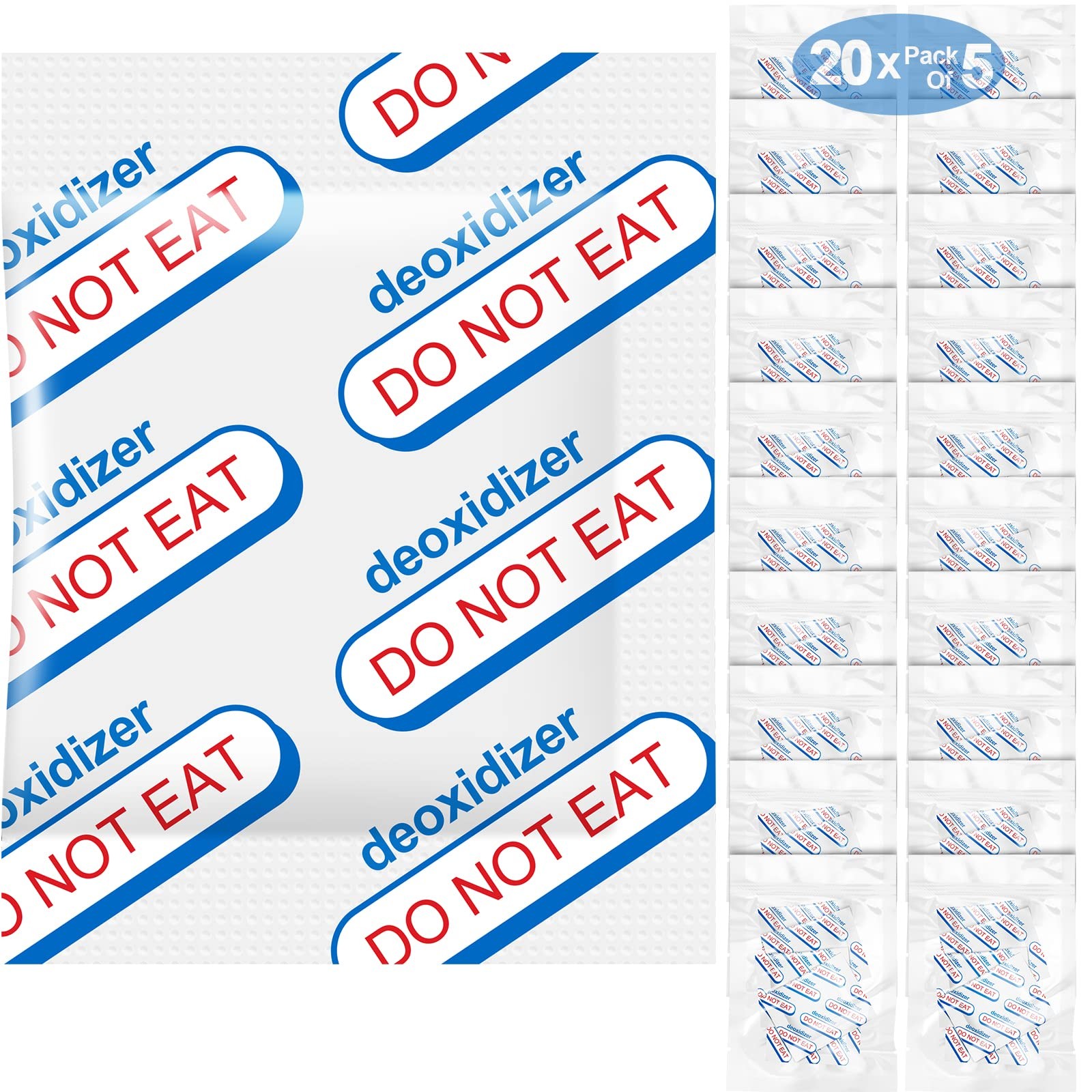 500cc Oxygen Absorbers for Food Storage - 100 Count (20x Packs 500cc, silver