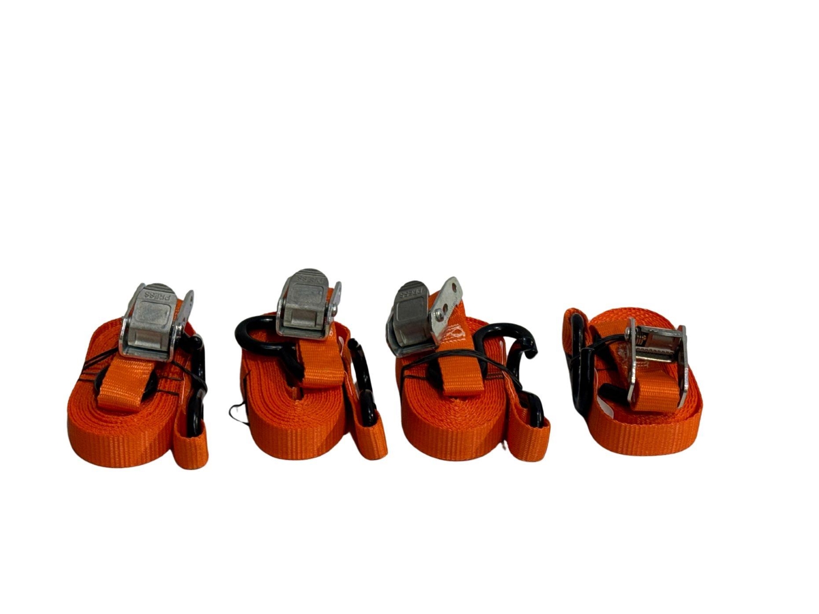 1" x 12' Orange Heavy Duty Cam Buckle Straps with S-Hooks (4 Pack)