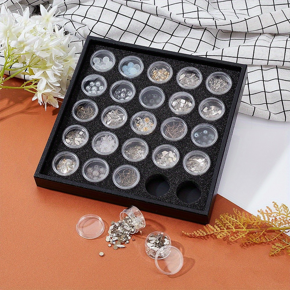 1Set 25pcs Diamond Gemstone Display Box Clear Small Round Plastic Beads