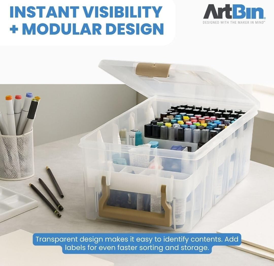 Artbin Essentials 12 X 12 One-Compartment Craft Box, Clear | Includes Accessory
