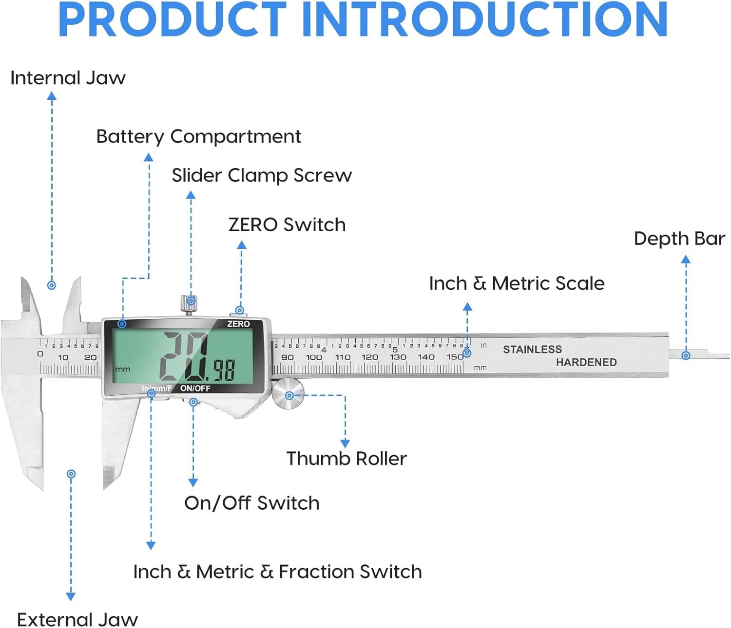 Versatile 6-Inch Digital Caliper with Four Measurement Modes & Durable Build