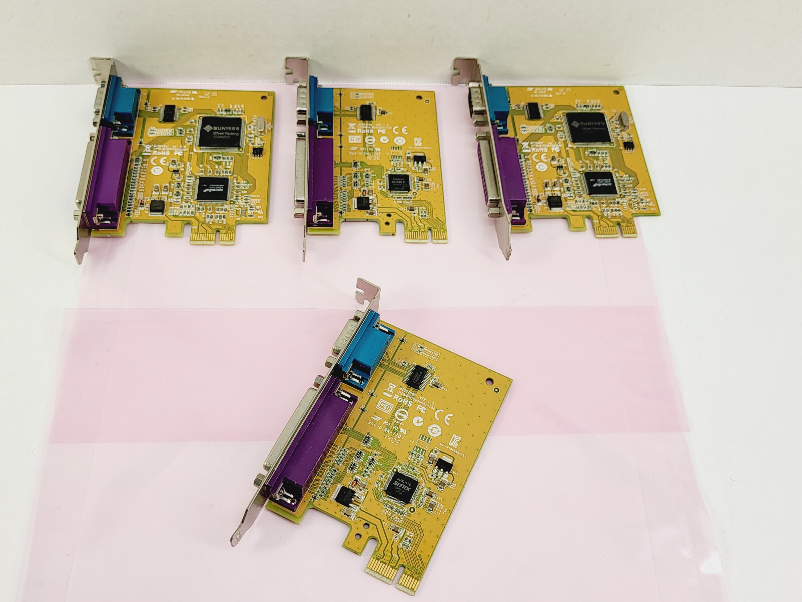(Lot of 4) Dell Sunix SUX-MIO6469A PCI-Express Serial & LPT1 Expansion Board