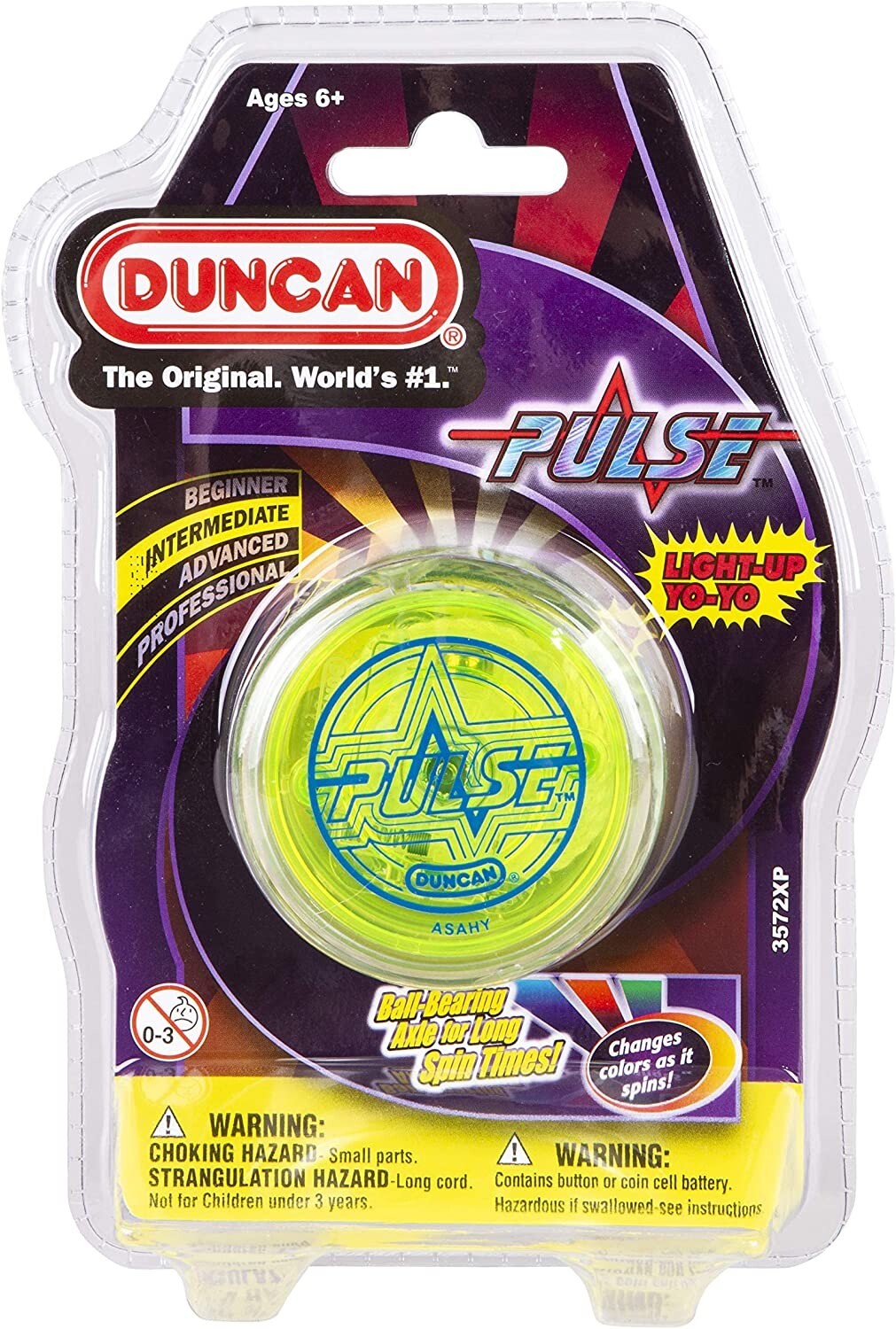 Duncan Toys Pulse LED Light-Up Yo-Yo, Intermediate Level LED Lights, Clear/Green