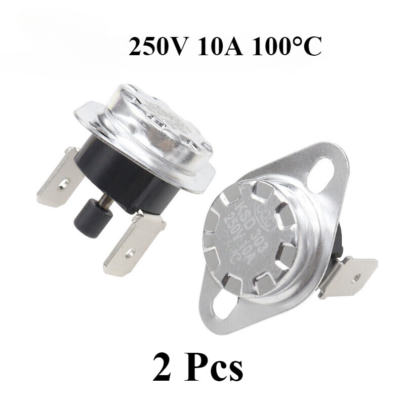 250V 10A NC 100°C Manual Reset Temperature Switch Thermostat KSD301-2 Pcs