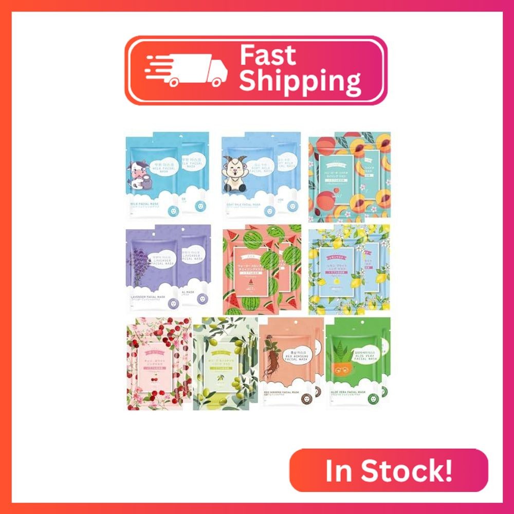 GUOYAOLIFU 20 Pack Sheet Face Masks Skincare for Women,Hydrating Face Masks Suit