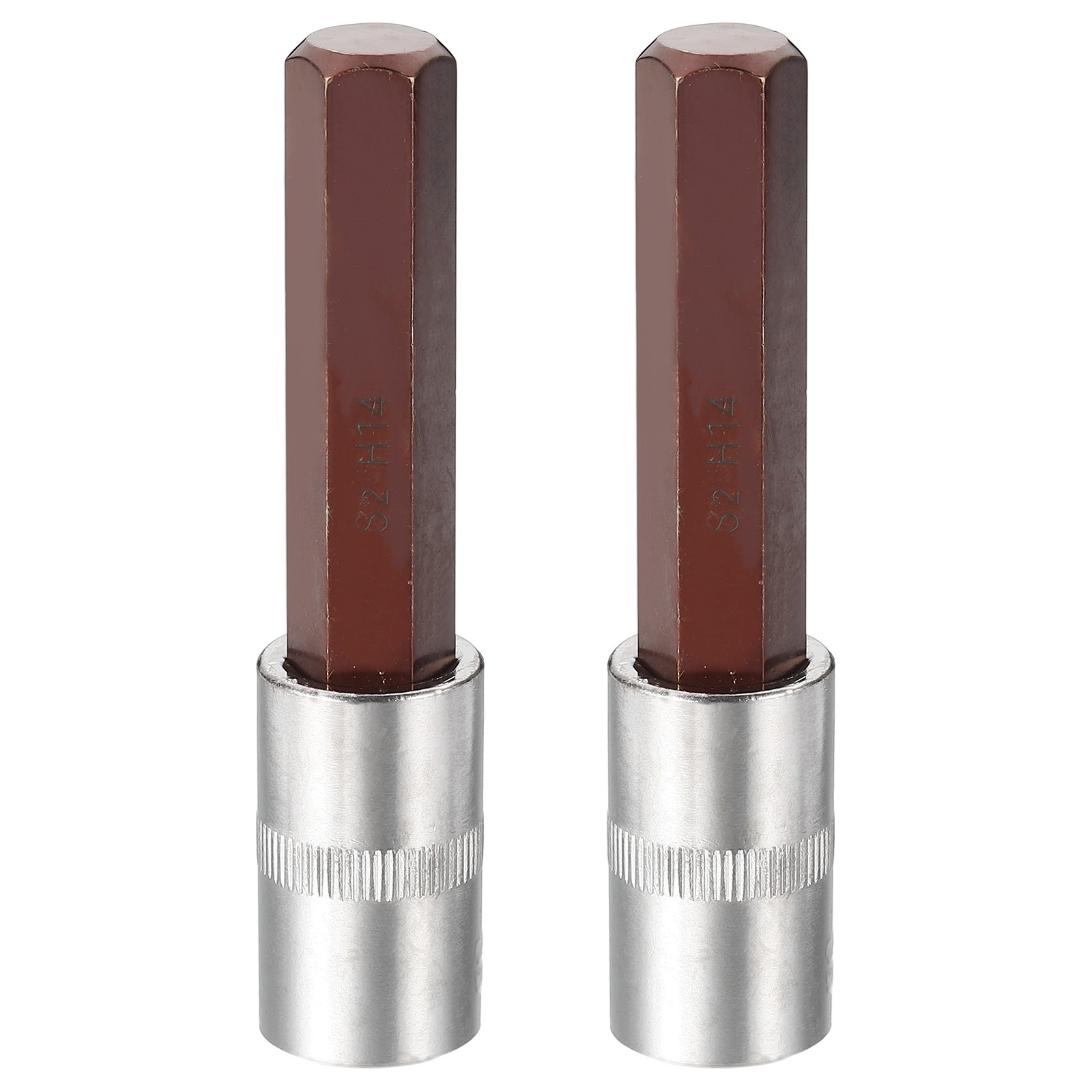 2Pcs Hex Bit Socket H14 1/2" Drive 4" Length S2 Steel Long Bit CR-V Socket