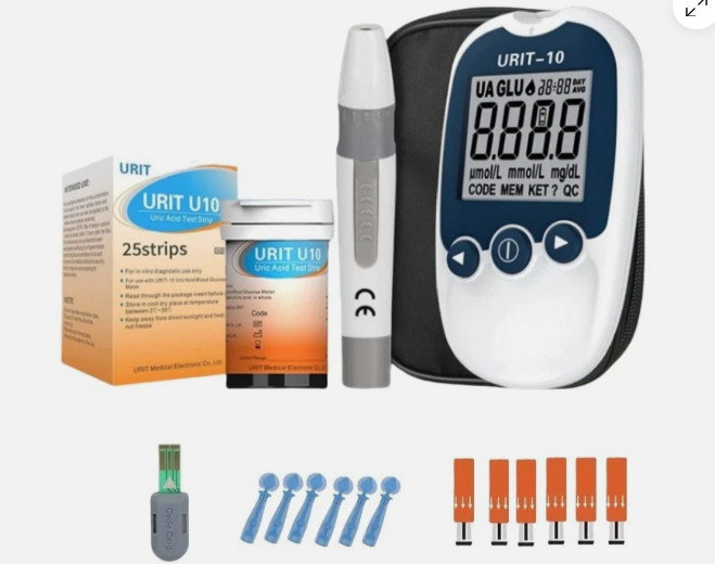 URIT-10 Uric Acid Monitor Uric Tester 25pcs Gout Test Strips 25 Second Fast Resu