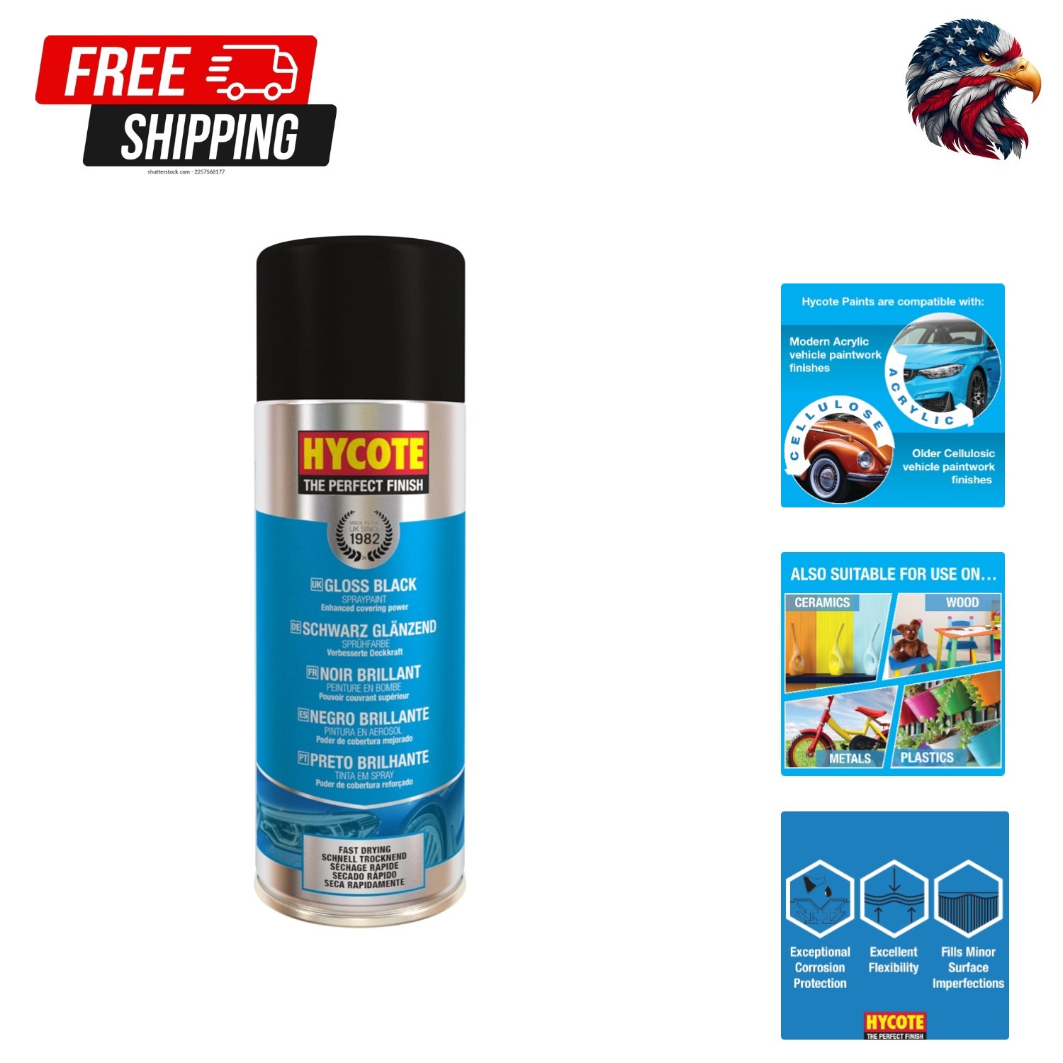 Gloss Black Spray Paint, 13.5 Oz - Fast-Drying, UV & Weather Resistant for DIY