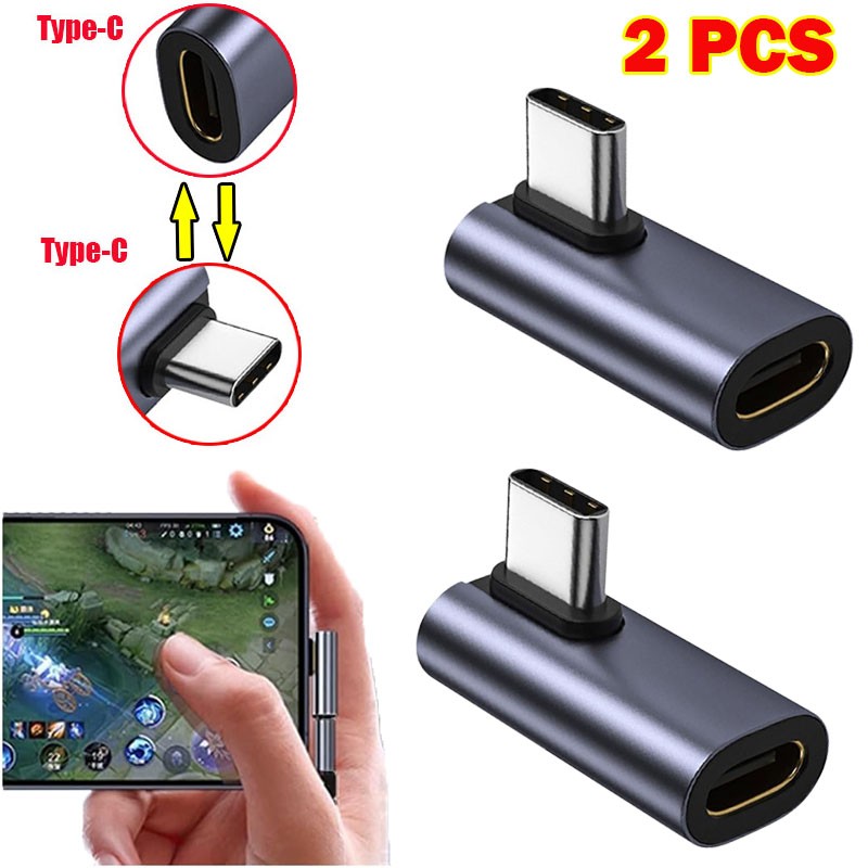 90 Degree USB-C Male to USB-C Female Adapter Data Right Angled Converter 10GPS