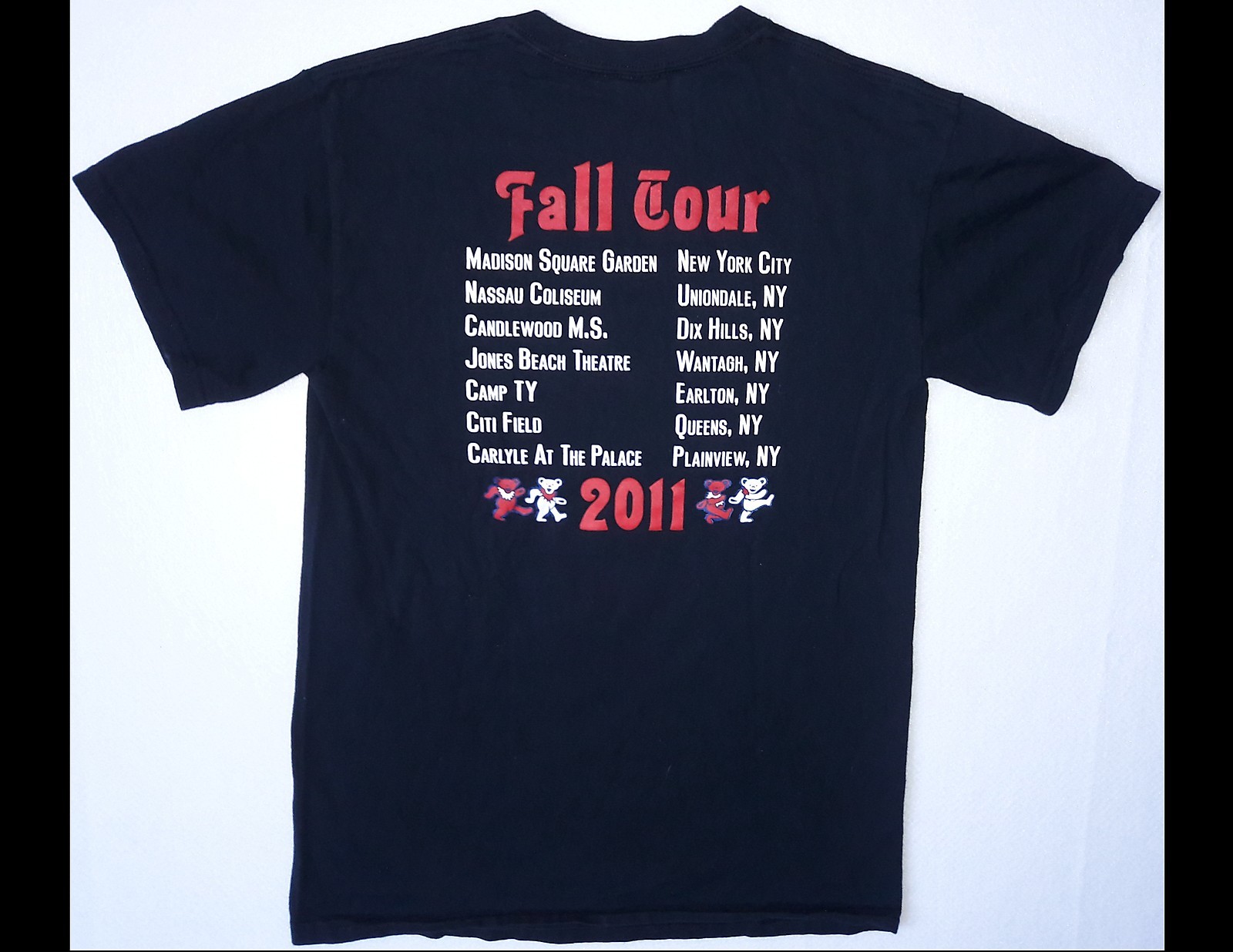 GRATEFUL DEAD Fall Tour 2011 Size Small Black T-Shirt