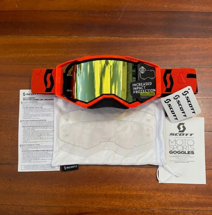 Scott Motocross Goggles Red Frame Gold Mirror Lens MX Dirt Bike ATV Anti Fog