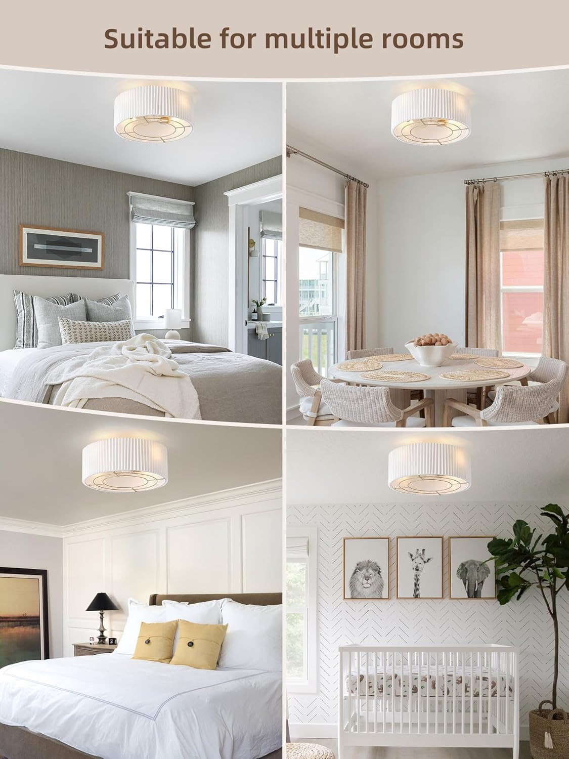 20" Bladeless Ceiling Fan with Lights & Remote, 6-Speed Boho Design