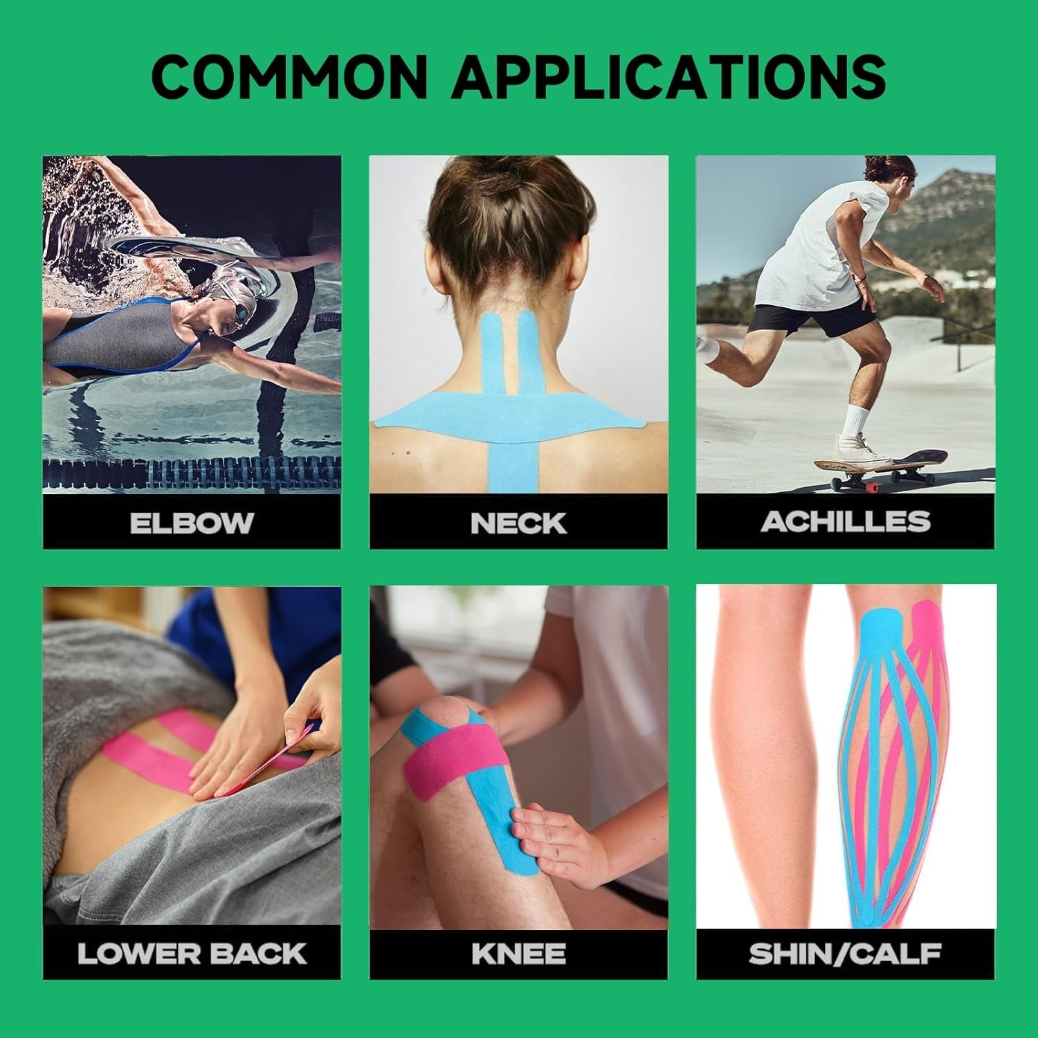 Kinesiology Tape 2 x 16ft Waterproof Muscle Joint Support Athletic KT Tape