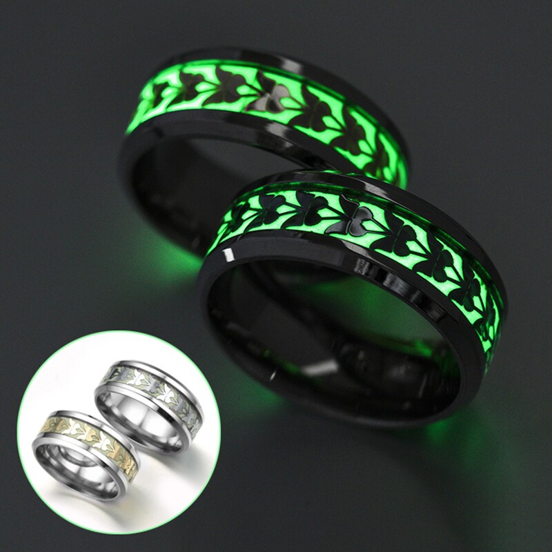 Glow in the Dark Unisex Stainless Steel Cross Ring Jewelry Engagement Ring 6-13✔
