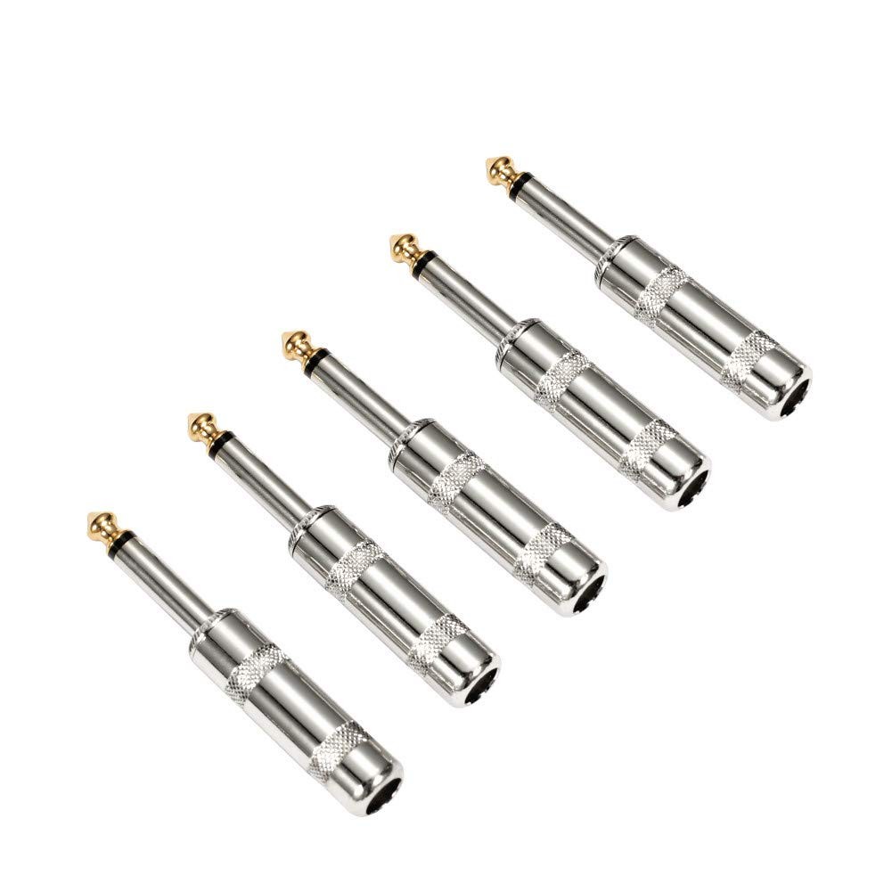 HSP-HSWITI Audio 1/4" TS Plug, 6.35mm Heavy (6.35mm), Silver Straight