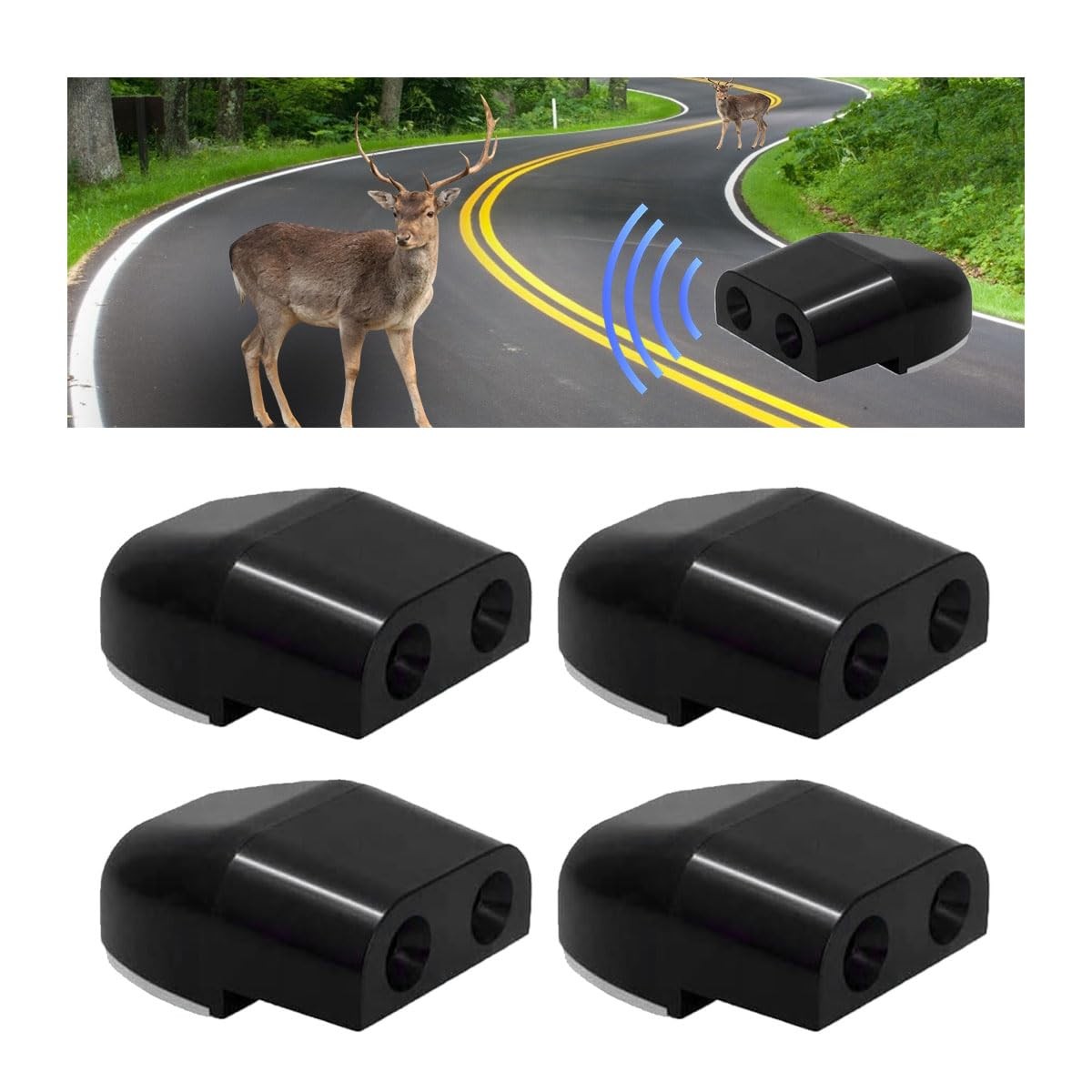 JOYCOURT Deer Whistles for Car, Warning Repellent Devices Black-4 Pack