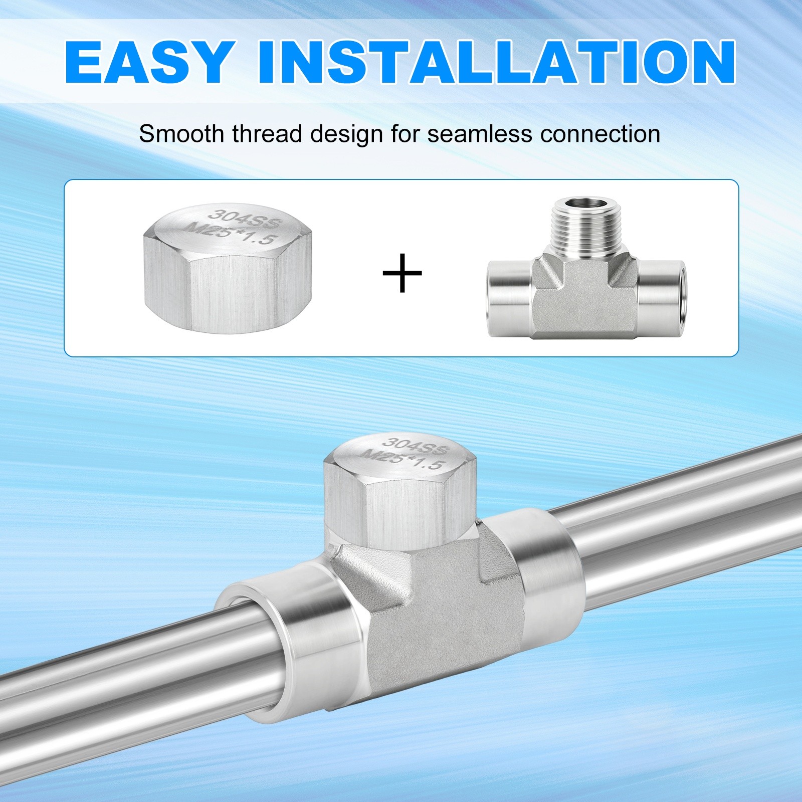 2-Pack Hex End Cap, M25*1.5 m Female Thread Pipe Fitting