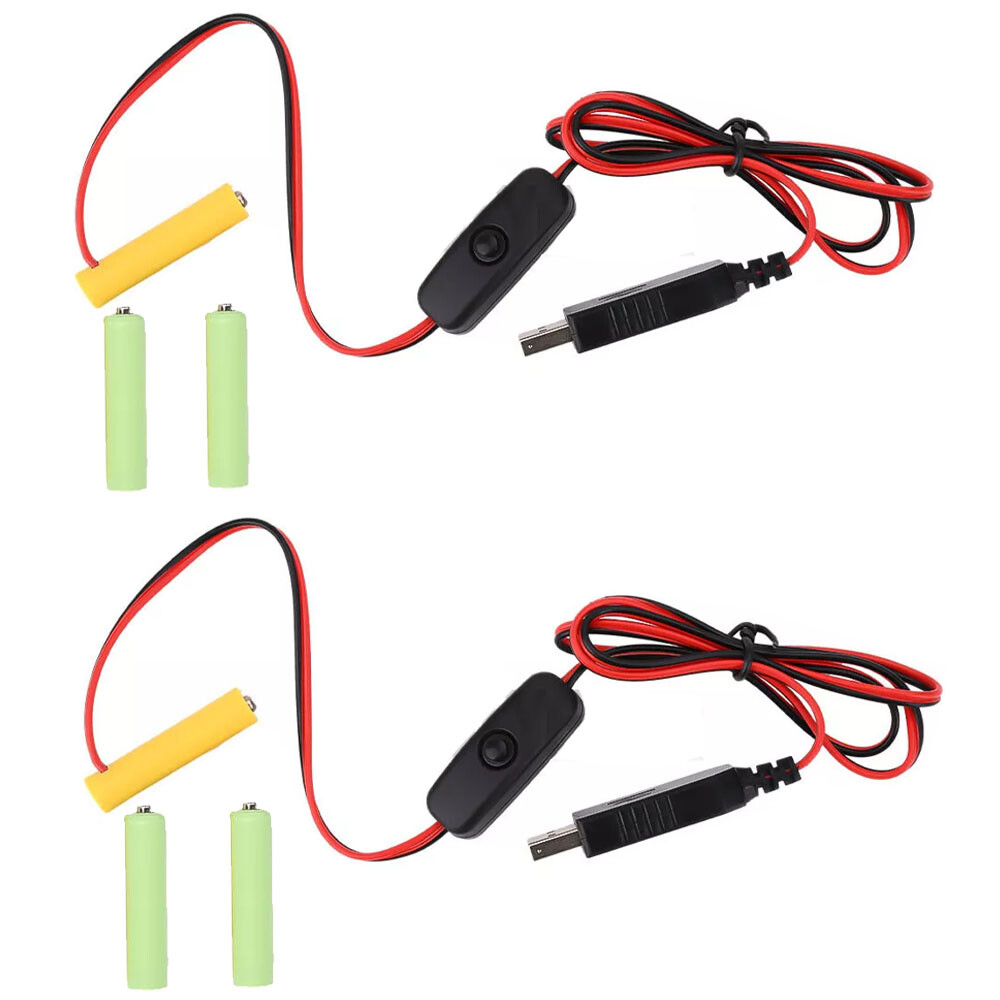 2PCS/Set 4.5V AAA Eliminator Cables 1M Dummy-Battery Power Cord Replacement