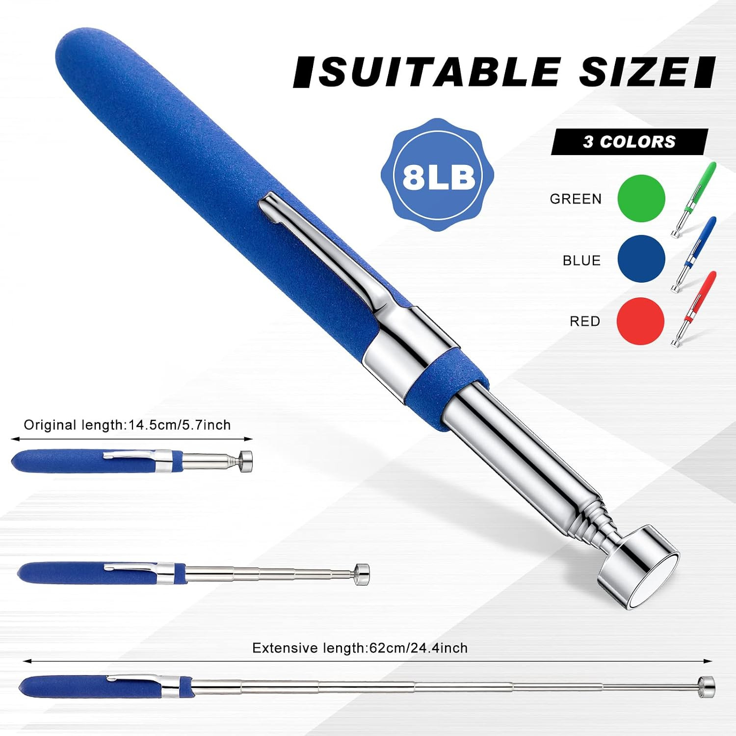 12 Pieces Telescoping Magnetic Pickup Tool 8 Lbs 30 Inch Extendable