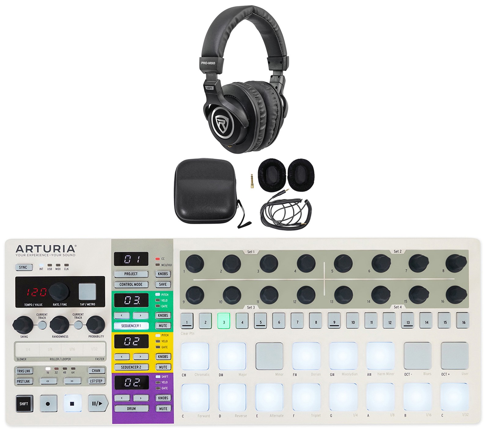 Arturia BeatStep Pro Sequencer Midi USB DJ Recording Pad Controller+Headphones