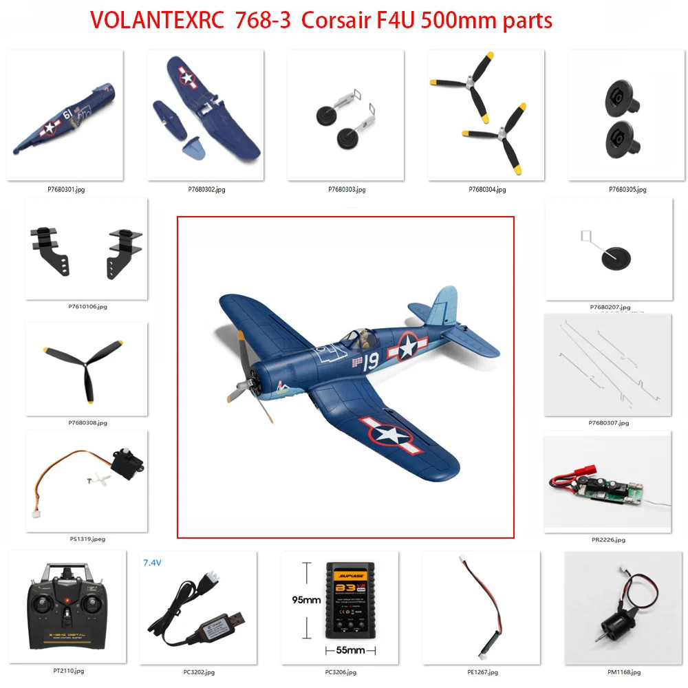 Volantexrc 768-3 Corsair F4U 500mm RC Plane parts:Propeller Servo horns Gearbox