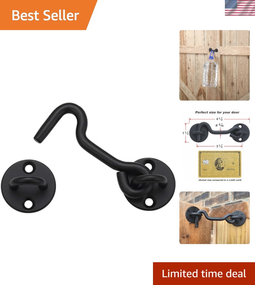 Versatile Heavy-Duty Black Privacy Latch, 4” for Multi-Use Applications