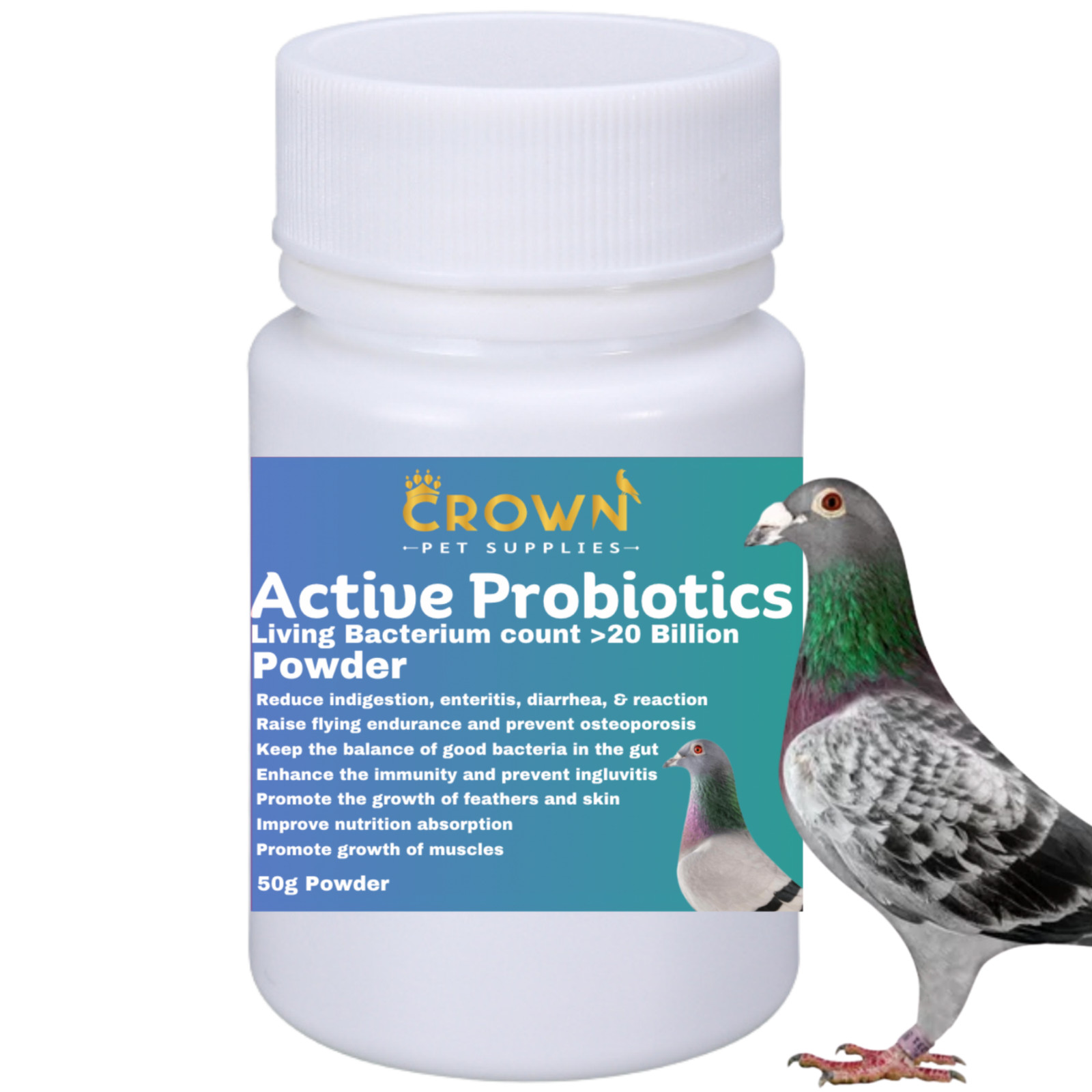 Probiotic 20 Billion Powder, Diarrhea, Muscles Growth & Immunity For Pigeons