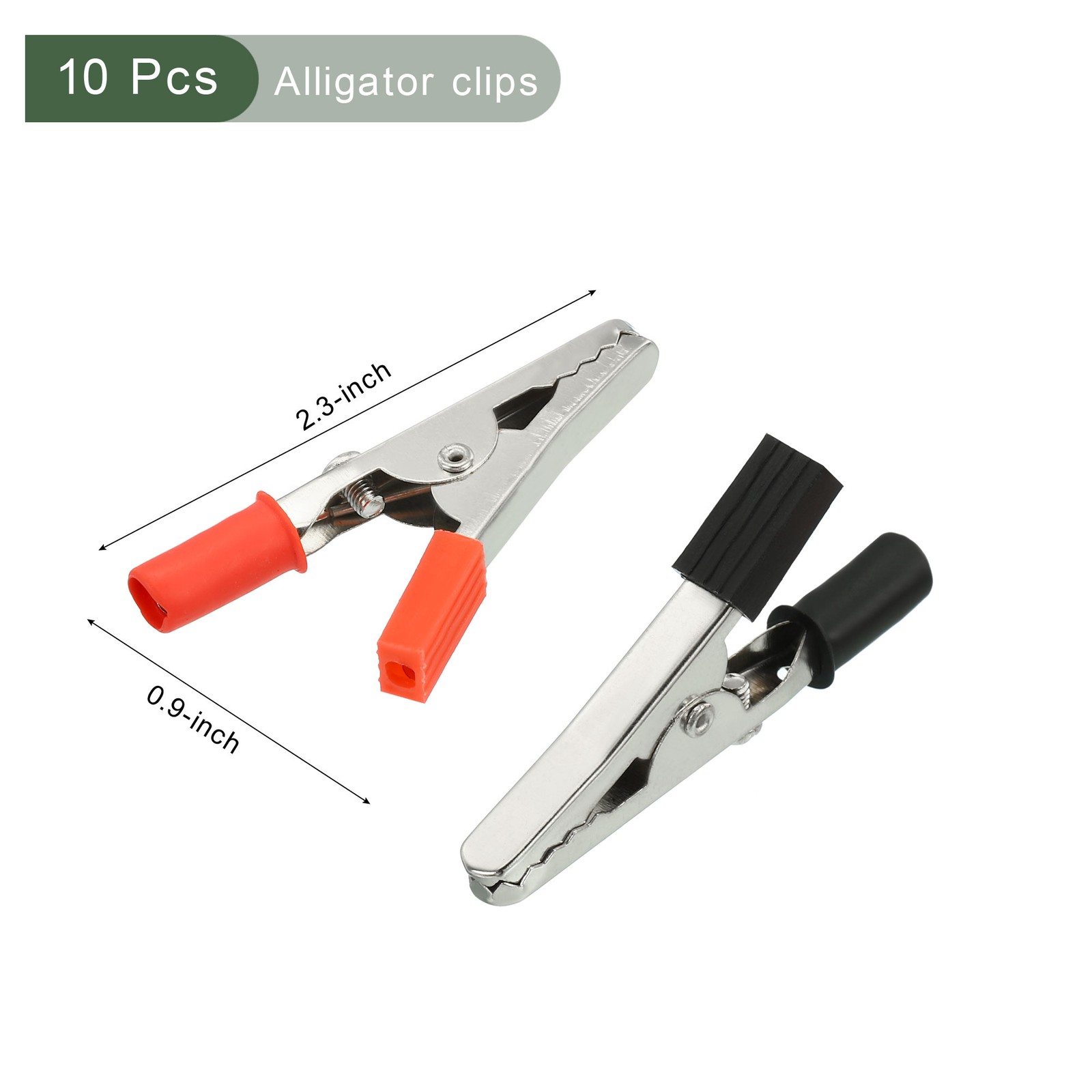10Pc Alligator Clip,Plastic Handle Battery Test Probe(Red,Black,SilverTone,2.3")