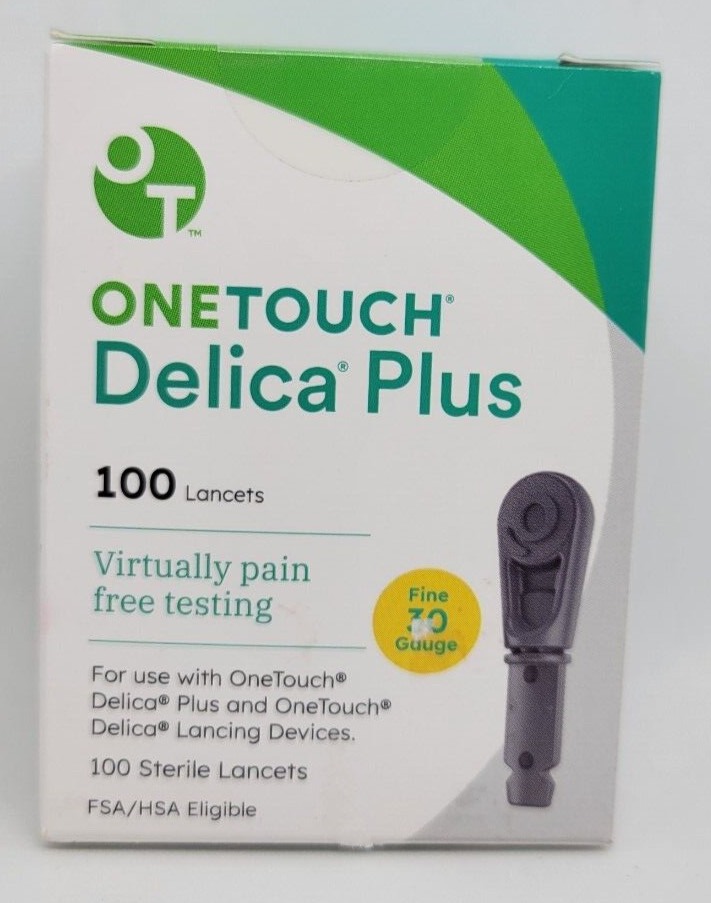OneTouch ~ Delica Plus 30G Lancets ~ (Pack of 100 Units) ~ EXP: 08/31/2028