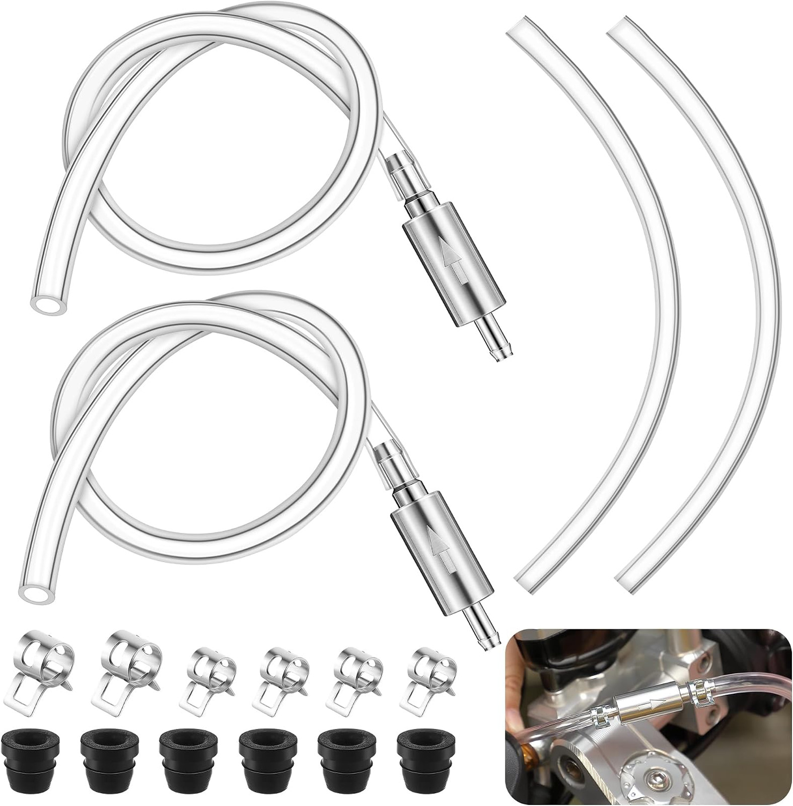 Brake Bleeder Hose Kit with Nozzle Cap Clamp for Car Motorcycle Hydraulic System