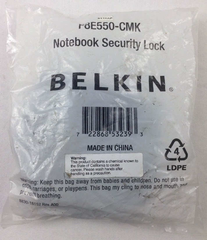BELKIN NOTEBOOK SECURITY LOCK F8E550-CMK NEW FREE SHIPPING