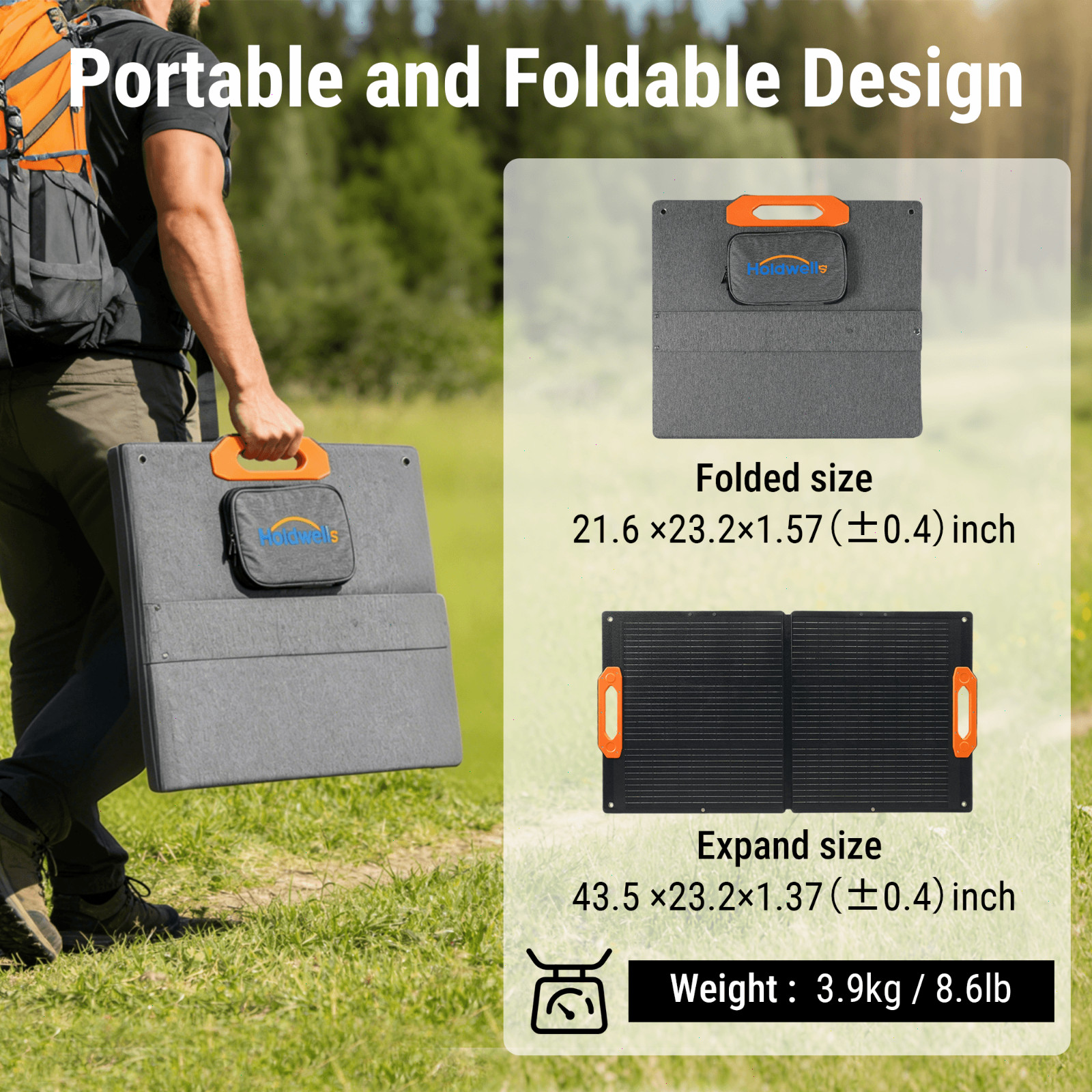 N-Type 16BB 100W Portable Solar Panel, Foldable Monocrystalline Panel
