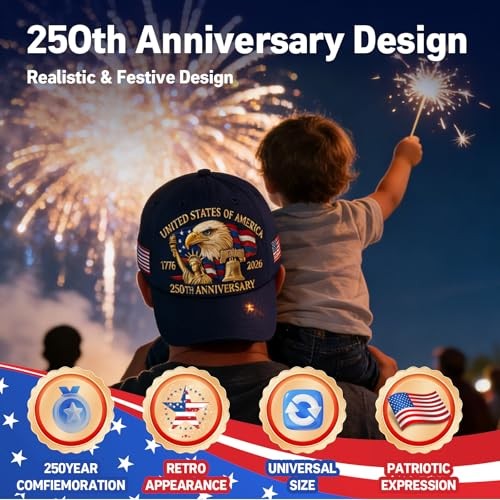 250th Anniversary USA Hat - Adjustable Retro Embroidered Baseball Cap
