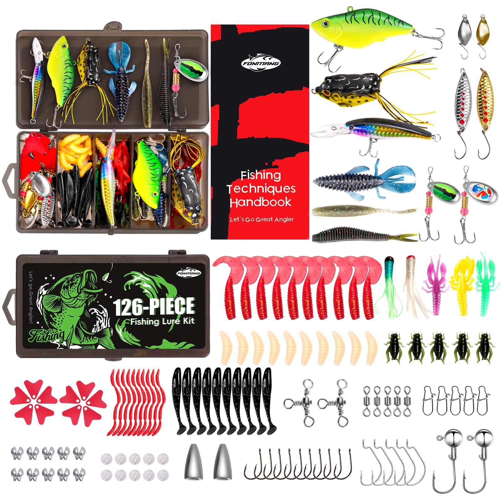 FONMANG 126Pcs Fishing Lures - 2025 New Tackle Standard, F1-126pcs All-in-One