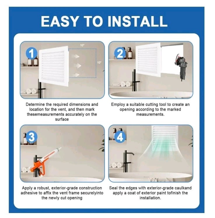 12 x 12 inch - Gable Vent with Push-Button Switch- Access Panel with Vent White