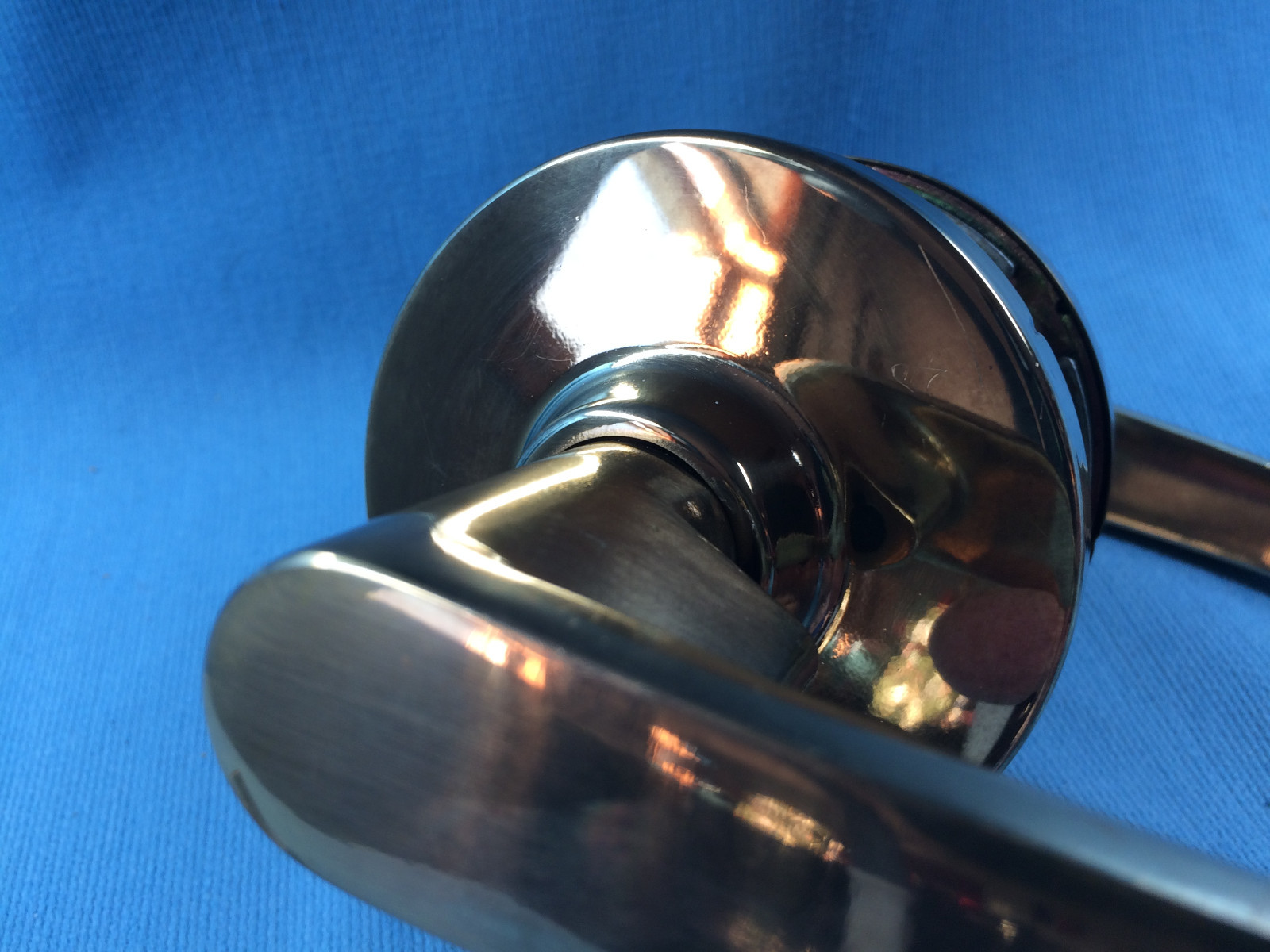 Corbin Lever Door Handle, Passage Style Shiny Brass