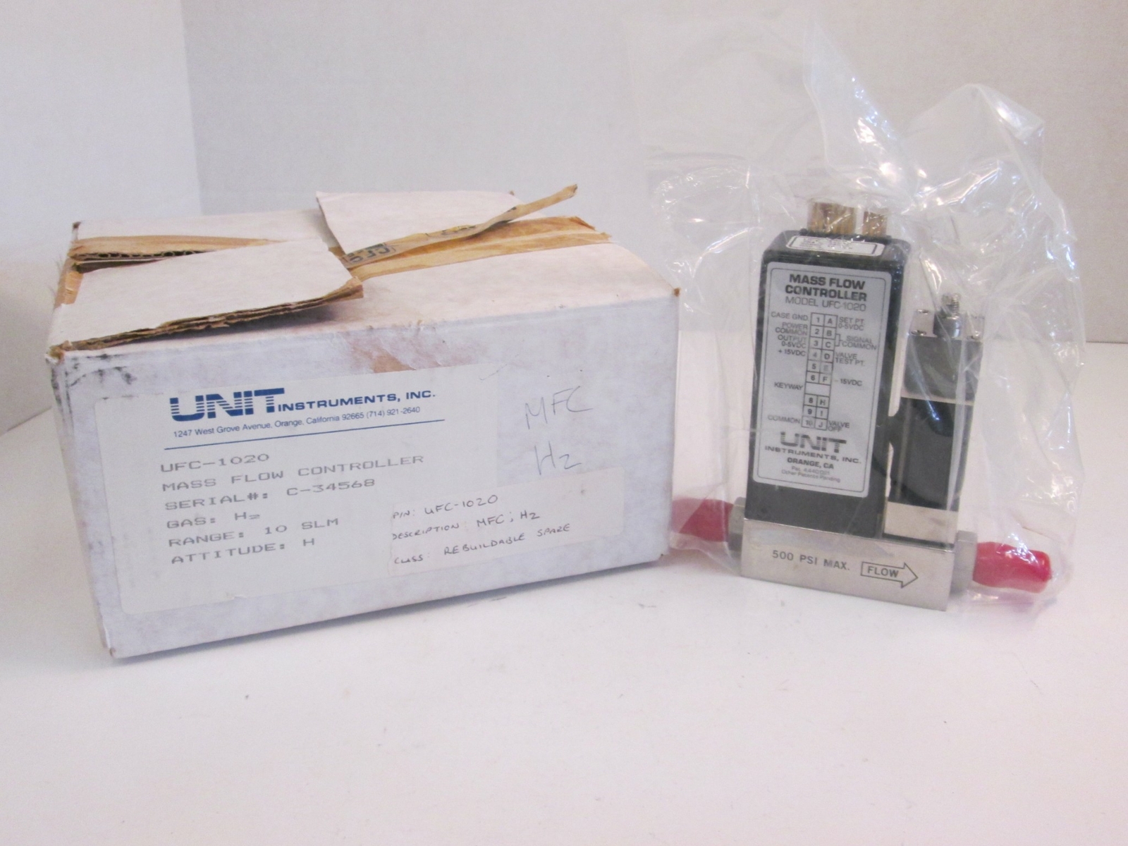 Unit UFC-1020 Mass Flow Controller MFC, H2, 10 SLM, New