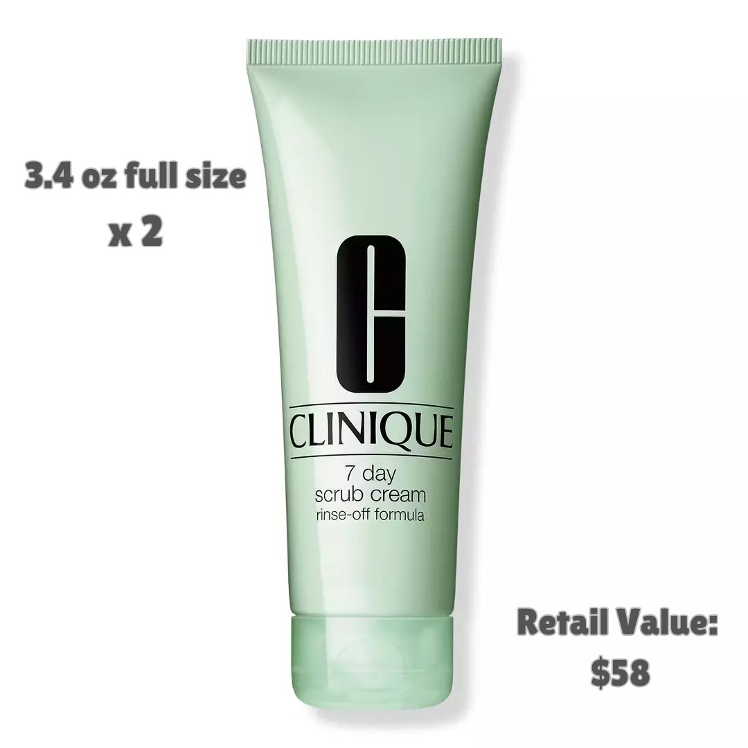 2 x Clinique 7 Day Scrub Cream Rinse-Off Formula 3.4oz Full Size (2 pack)