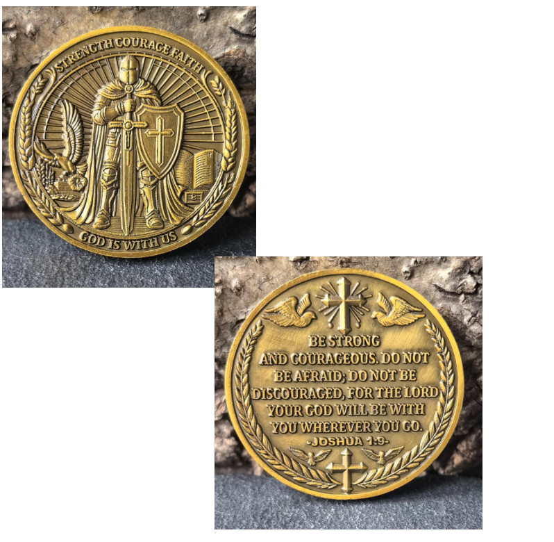 NEW!  Courage Christian Coin Joshua 1:9 Coin Bible Coin Jesus Christmas Gift