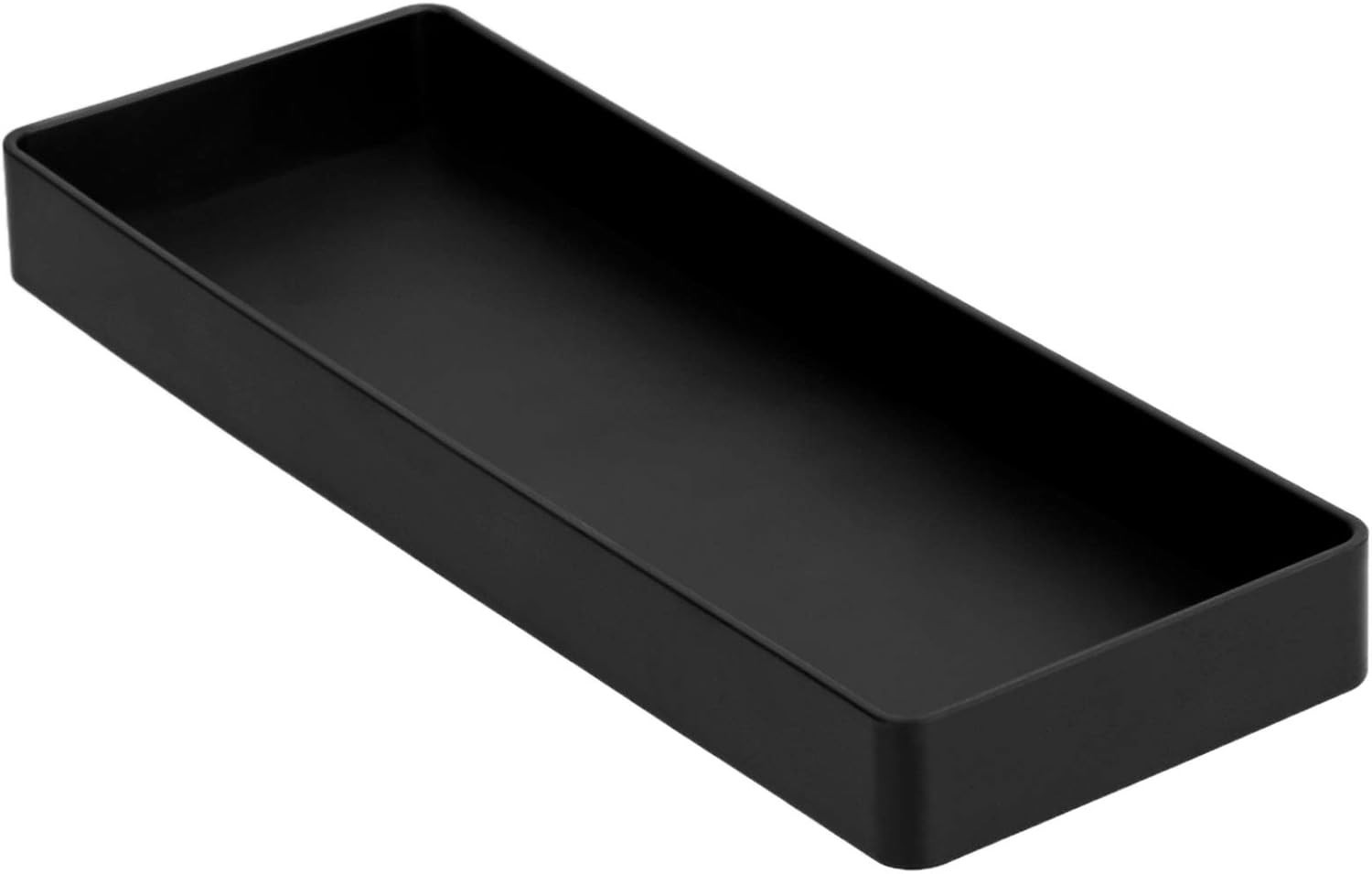 Rectangular Plastic Desk Organizer Half Accessory Tray 9.4" x 3.3" x 1" Black