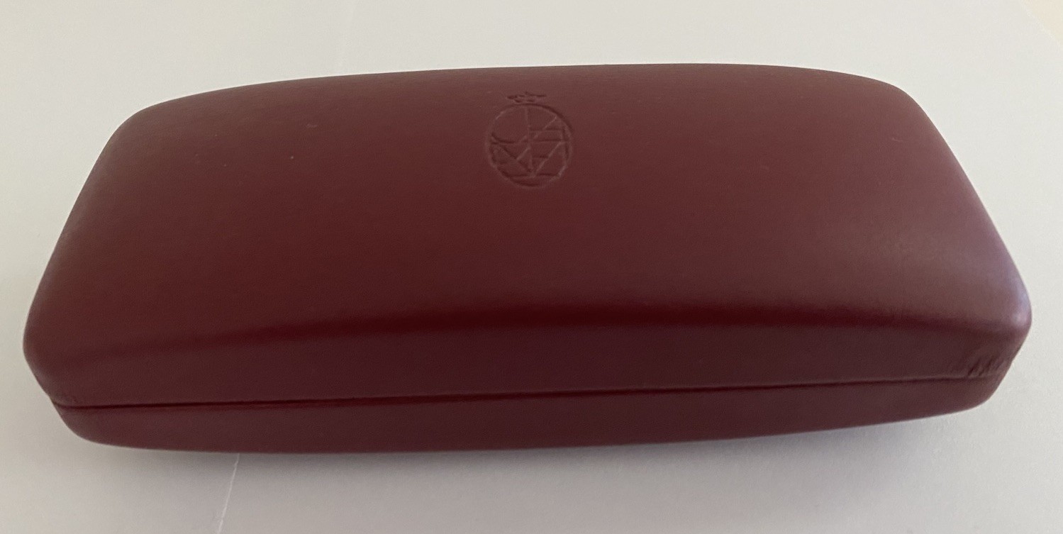 Authentic Jacques Marie Mage Small Hardshell Eyeglasses Case - Burgundy