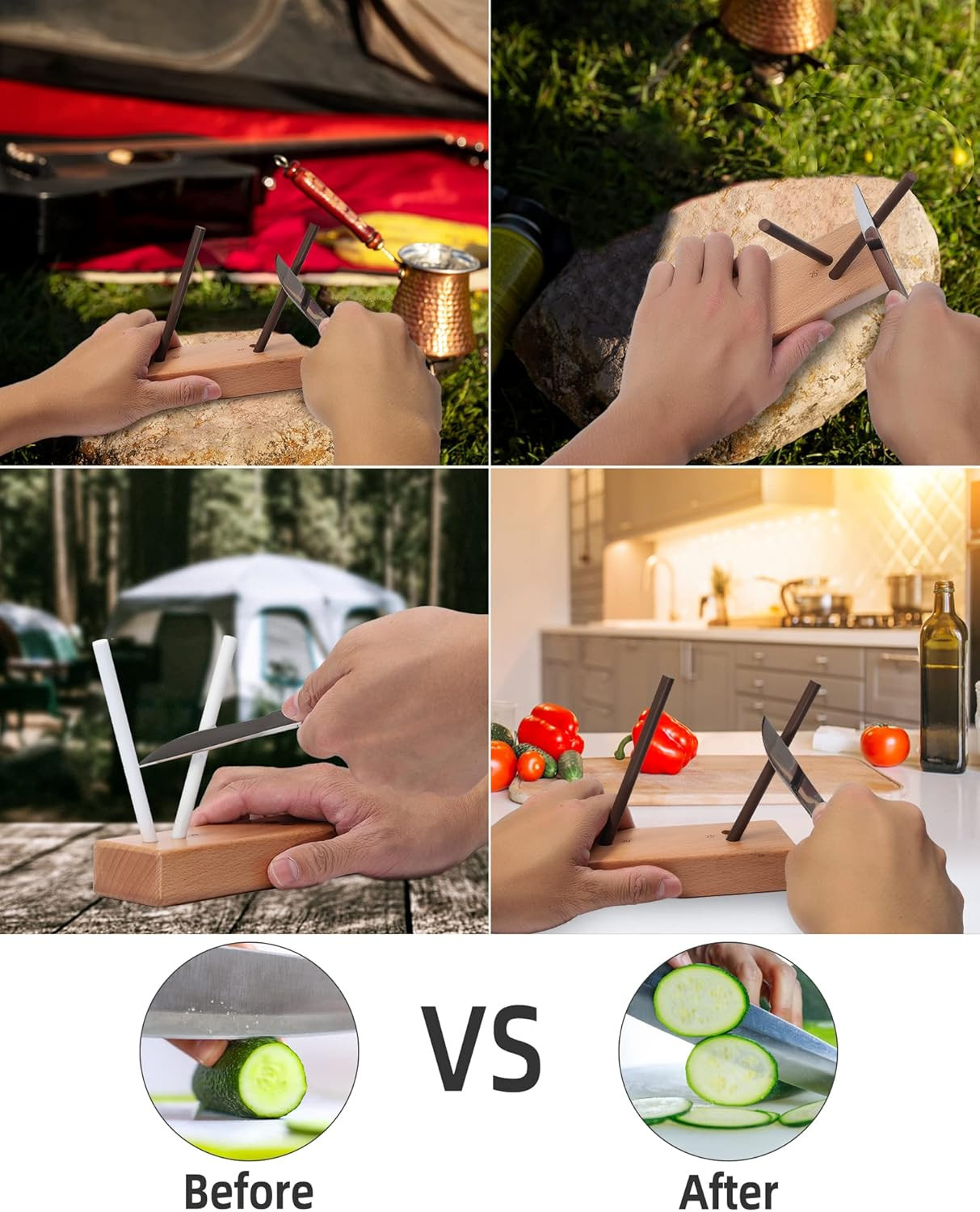 4-Rod Turn Box, Ceramic Sharpener Rod from Kitchen Sharpening Tool, Portable Man