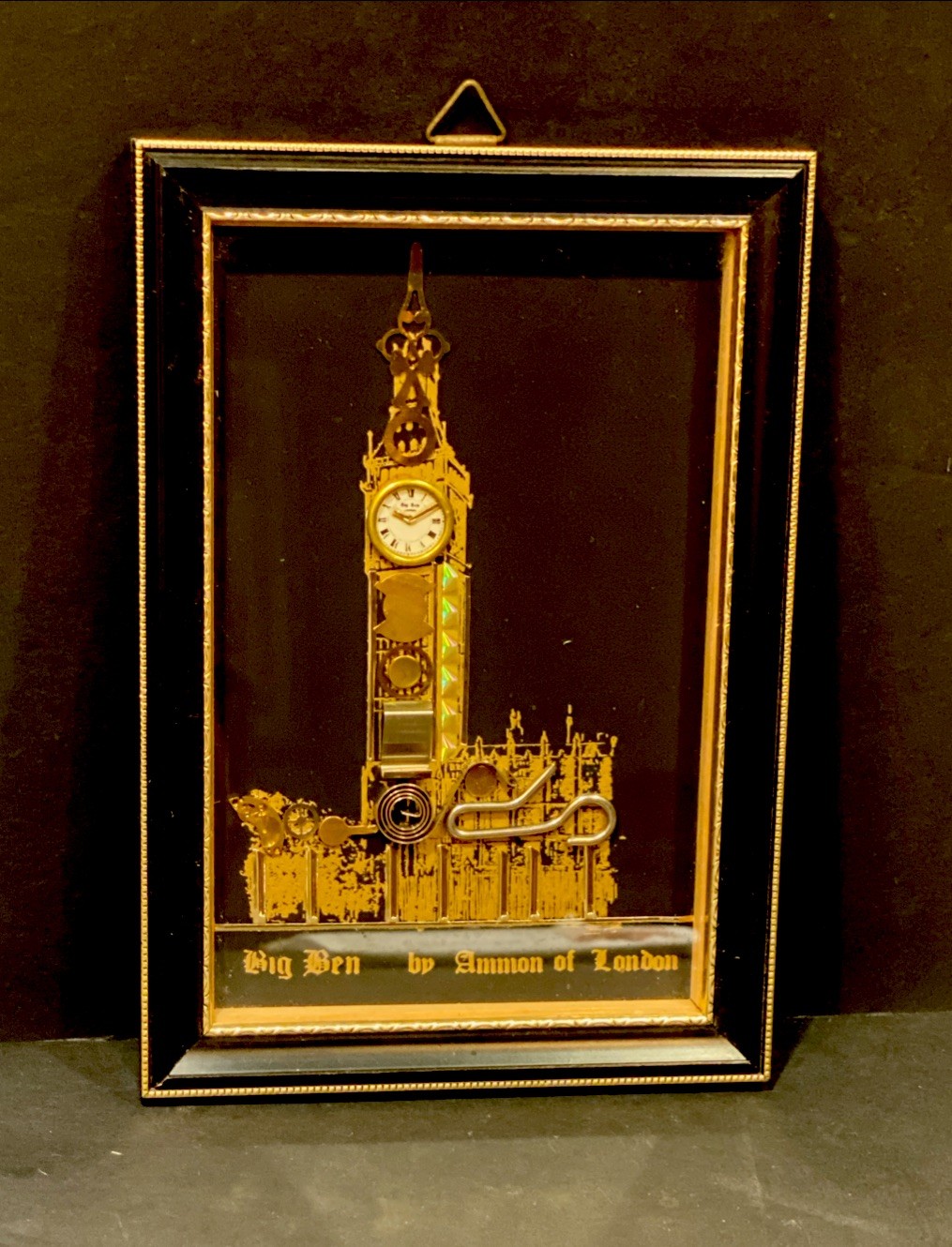 VTG Framed Steampunk Art Of Big Ben By Ammon Of London Black/Gold 4.75x6.75”