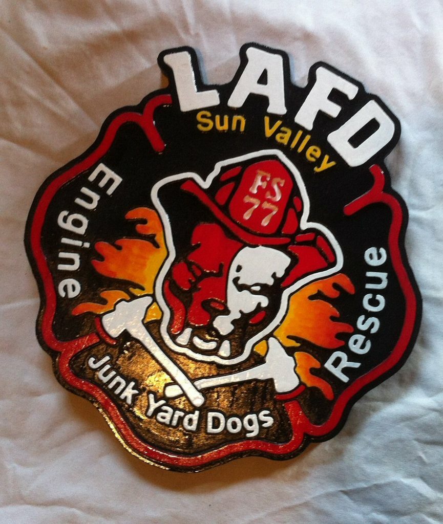 Fire Department LAFD 77 Sun Valley 3D routed wood patch plaque sign Custom