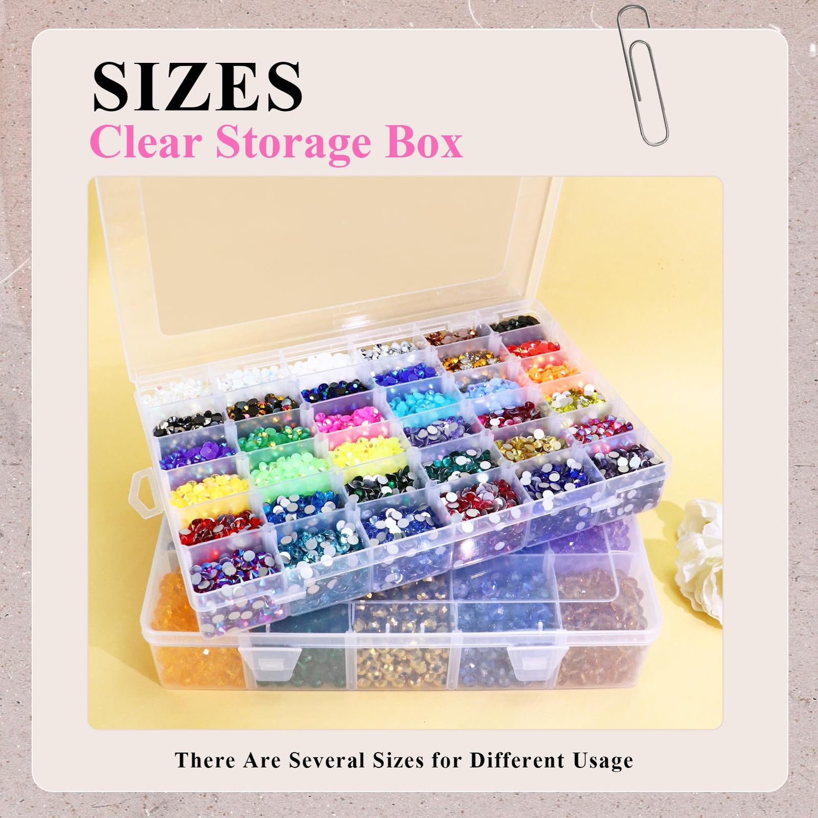1 Pack 36 Grids Plastic Organizer Container with Adjustable Dividers, Large C...